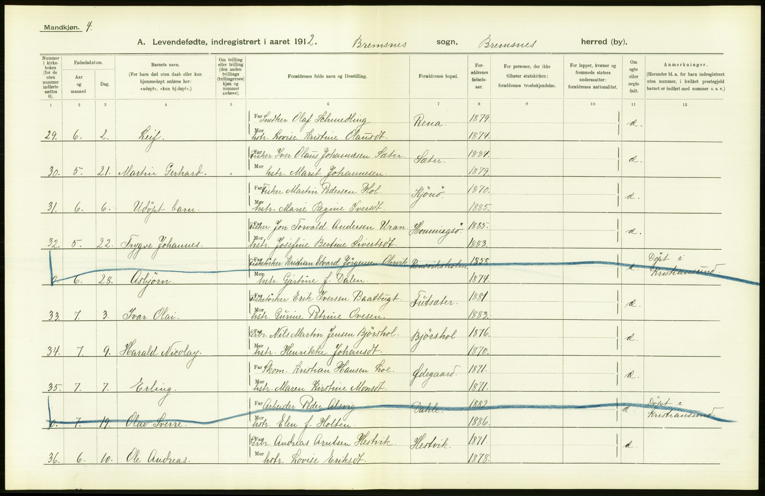 Statistisk sentralbyrå, Sosiodemografiske emner, Befolkning, AV/RA-S-2228/D/Df/Dfb/Dfbb/L0038: Romsdals amt: Levendefødte menn og kvinner. Bygder og byer samt gifte. Bygder og byer., 1912, p. 178