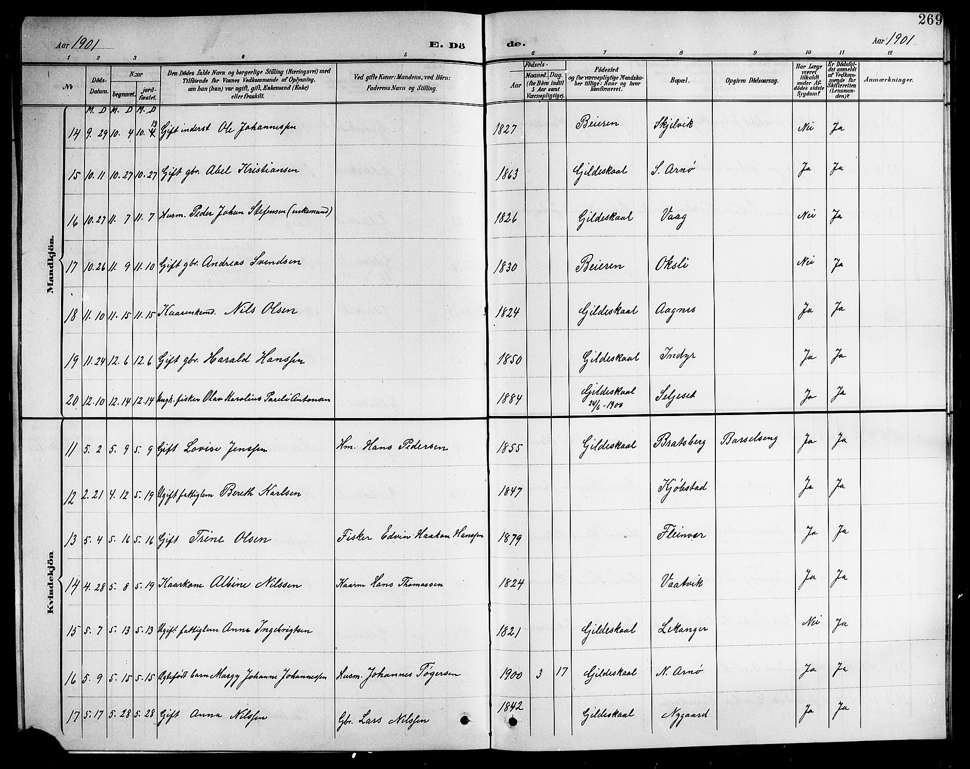 Ministerialprotokoller, klokkerbøker og fødselsregistre - Nordland, AV/SAT-A-1459/805/L0109: Parish register (copy) no. 805C05, 1900-1911, p. 269