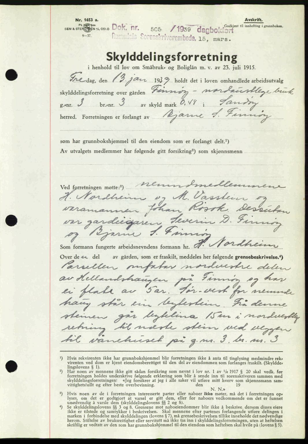 Romsdal sorenskriveri, AV/SAT-A-4149/1/2/2C: Mortgage book no. A6, 1938-1939, Diary no: : 505/1939