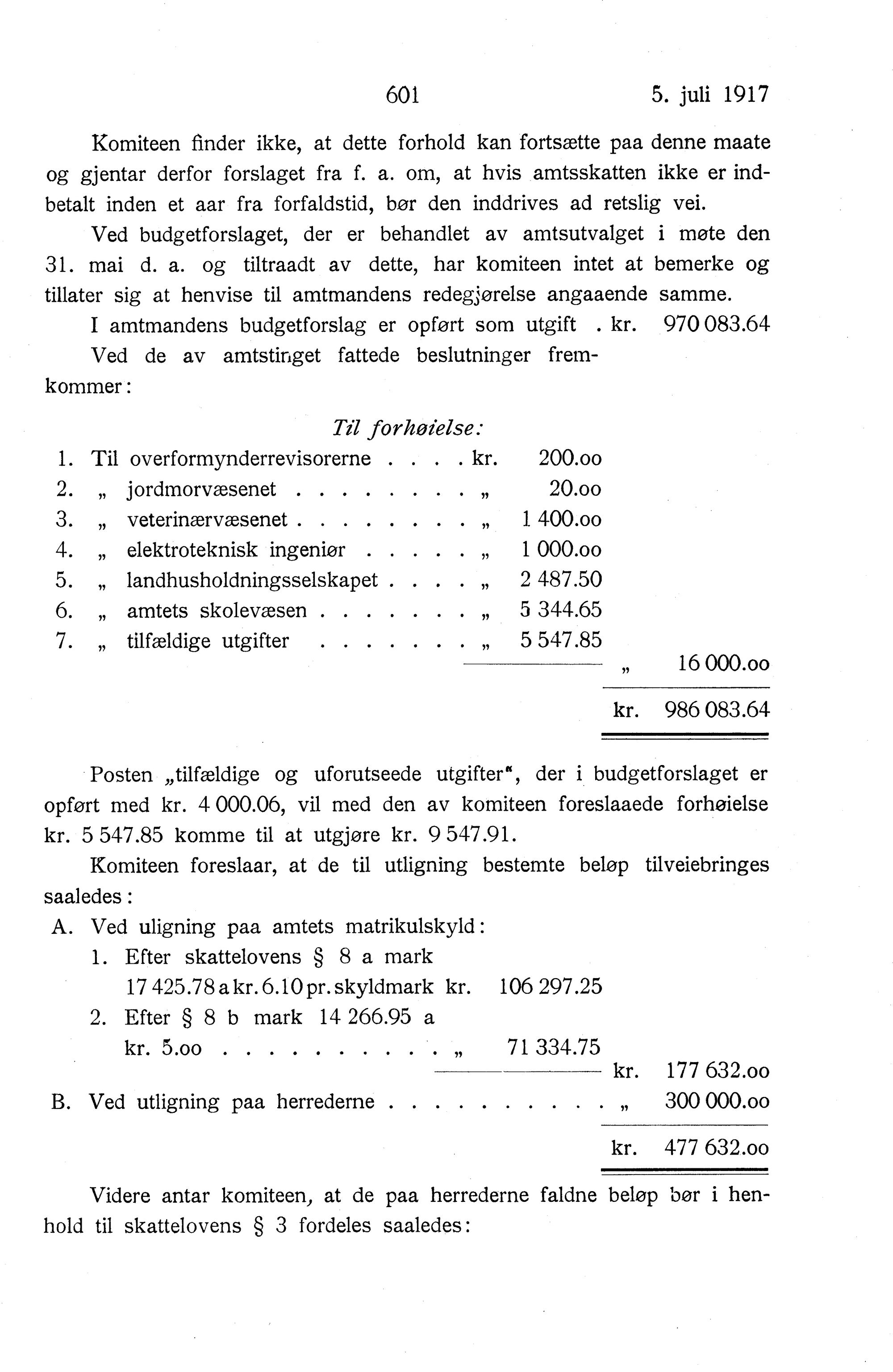 Nordland Fylkeskommune. Fylkestinget, AIN/NFK-17/176/A/Ac/L0040: Fylkestingsforhandlinger 1917, 1917