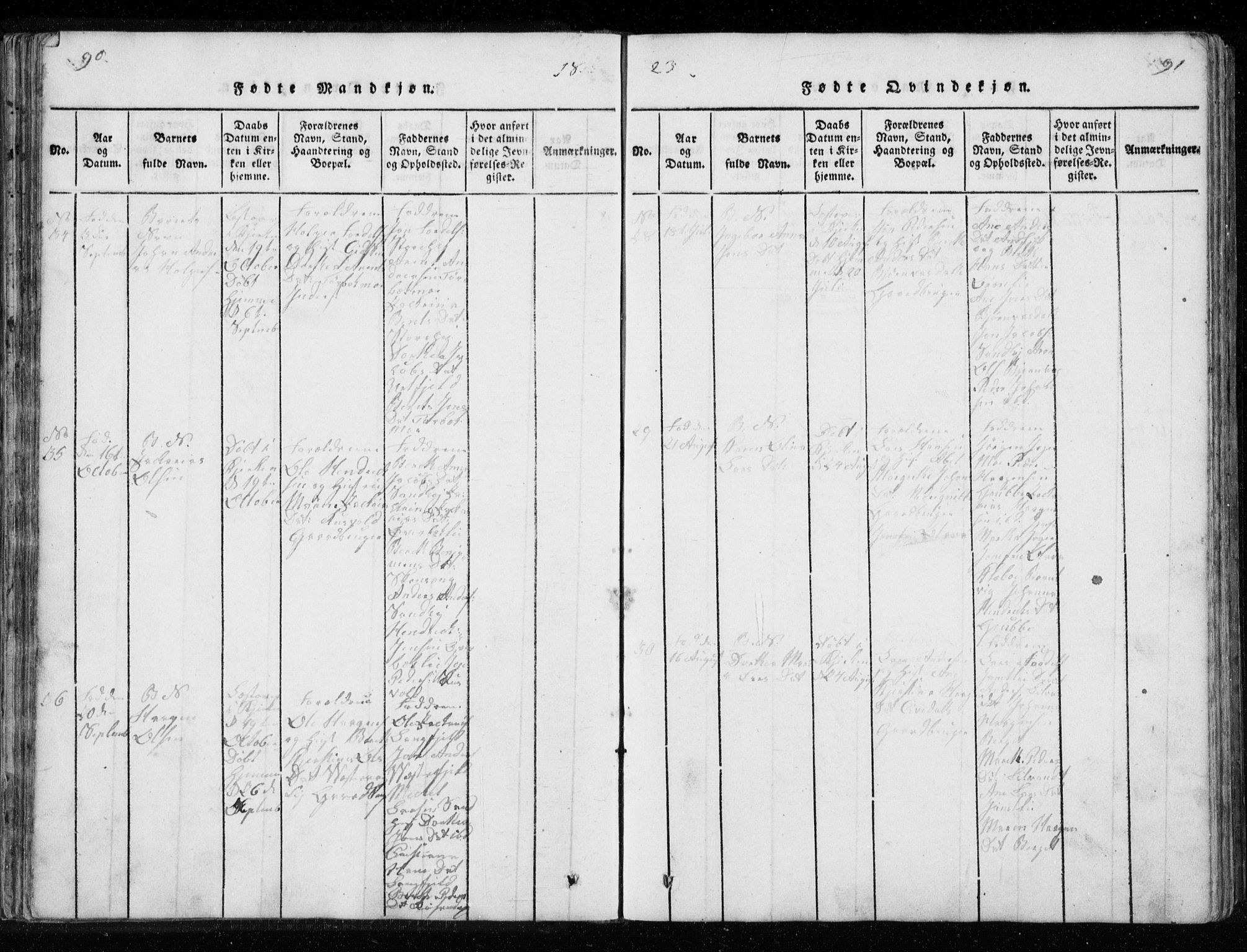Ministerialprotokoller, klokkerbøker og fødselsregistre - Nordland, AV/SAT-A-1459/827/L0412: Parish register (copy) no. 827C01, 1820-1841, p. 90-91