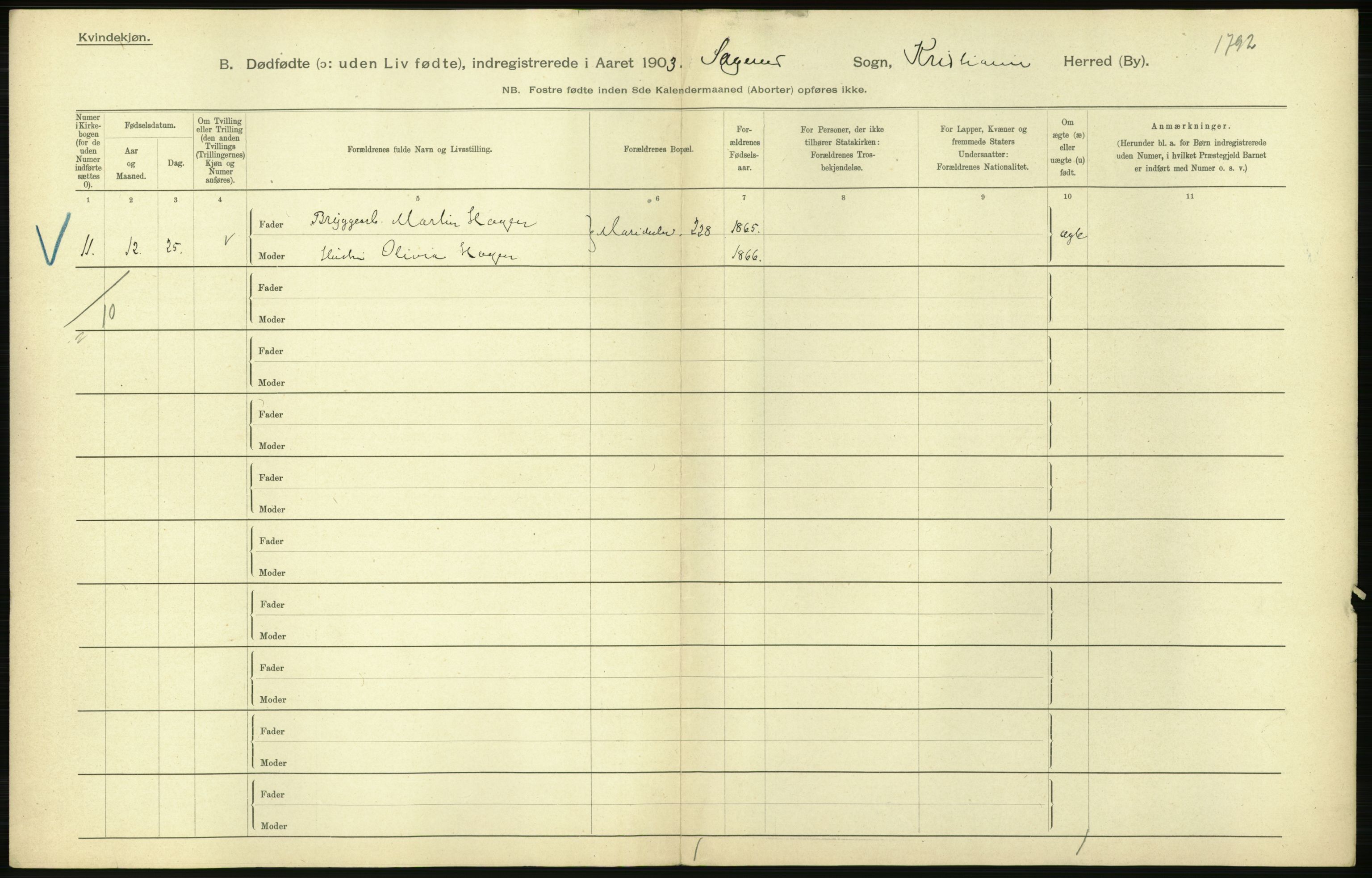 Statistisk sentralbyrå, Sosiodemografiske emner, Befolkning, AV/RA-S-2228/D/Df/Dfa/Dfaa/L0026: Smålenenes - Finnmarkens amt: Dødfødte. Byer., 1903, p. 30