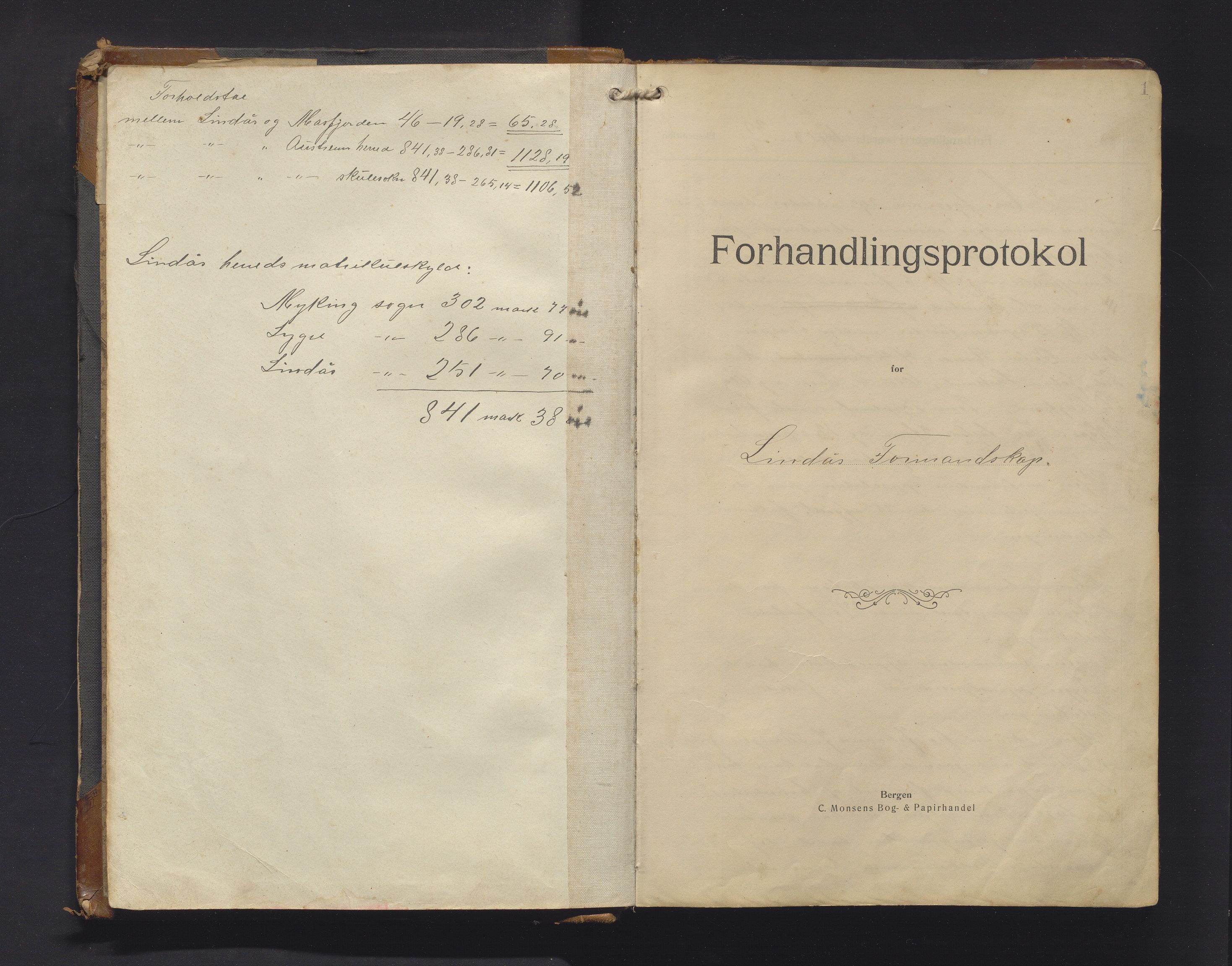 Lindås kommune. Formannskapet, IKAH/1263-021/A/Aa/L0005: Møtebok for formannskap, heradsstyre og Soknestyra i Lindås, Lygra, Myking, Austrheim og Fedje soknekommunar, 1913-1919