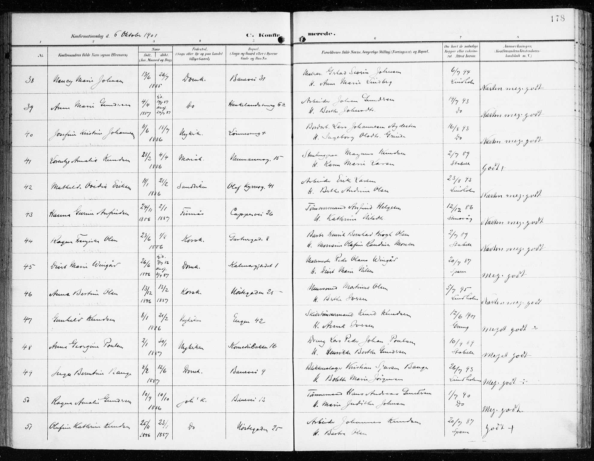 Domkirken sokneprestembete, AV/SAB-A-74801/H/Haa/L0031: Parish register (official) no. C 6, 1898-1915, p. 178