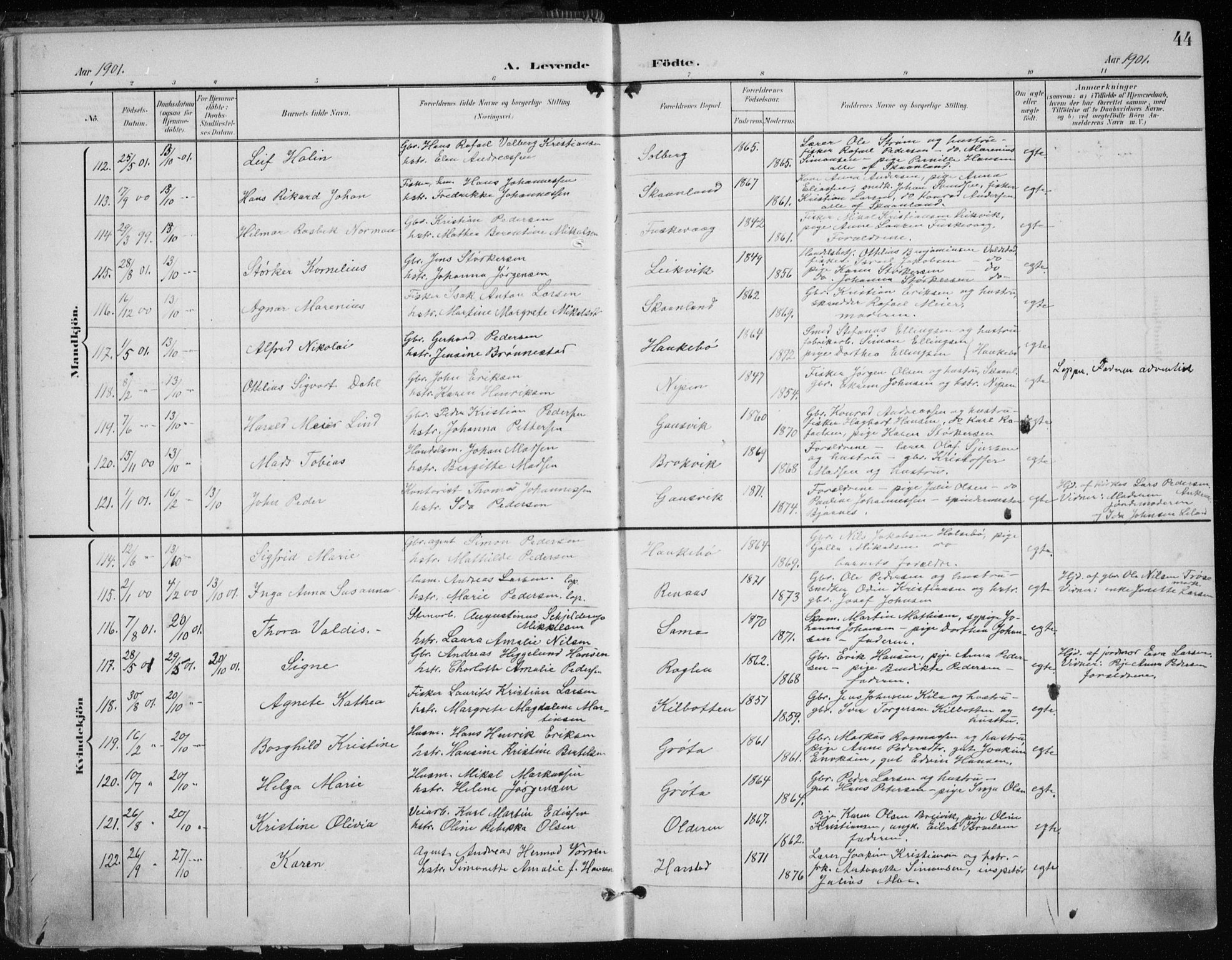 Trondenes sokneprestkontor, SATØ/S-1319/H/Ha/L0017kirke: Parish register (official) no. 17, 1899-1908, p. 44