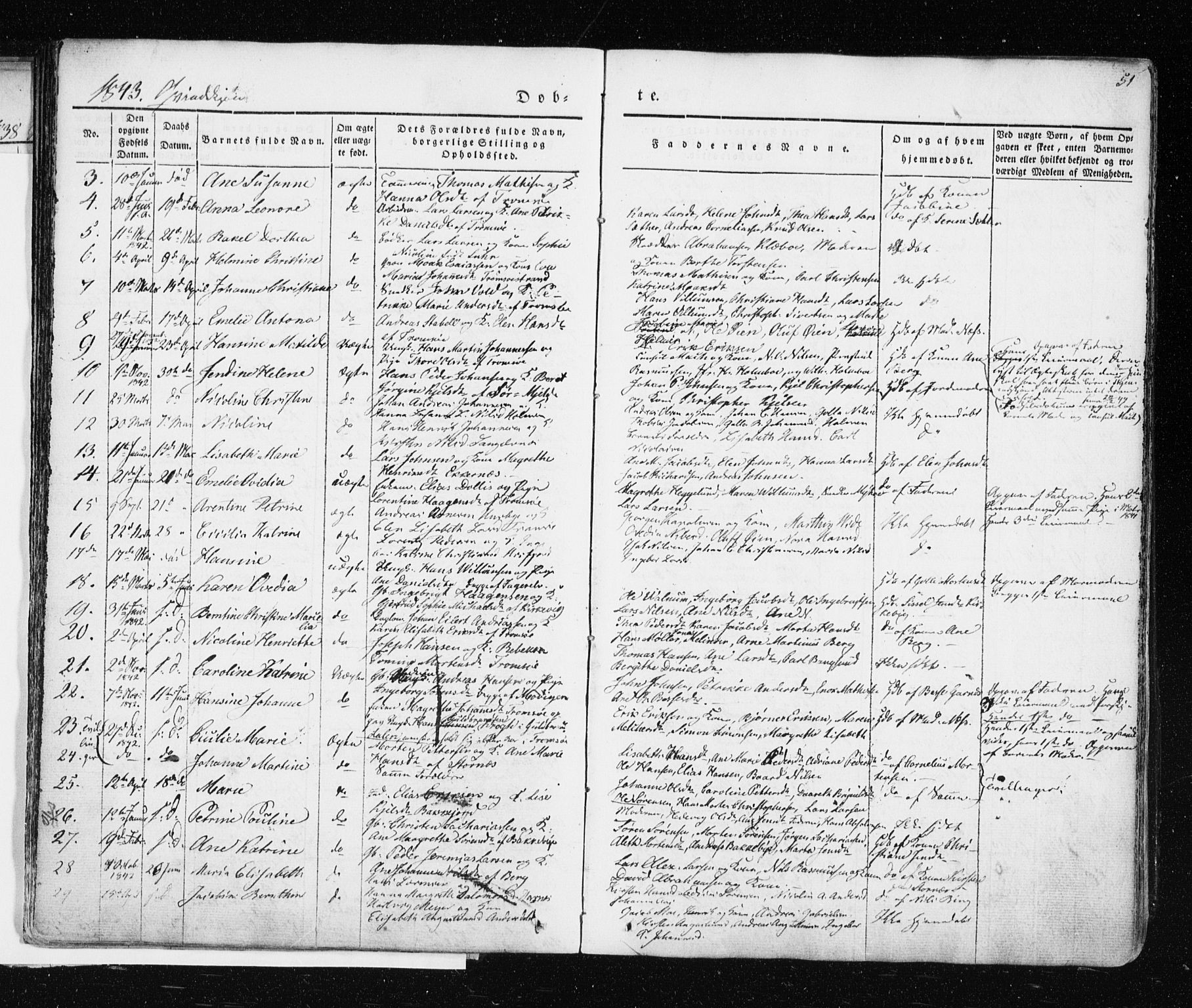 Tromsø sokneprestkontor/stiftsprosti/domprosti, AV/SATØ-S-1343/G/Ga/L0009kirke: Parish register (official) no. 9, 1837-1847, p. 51