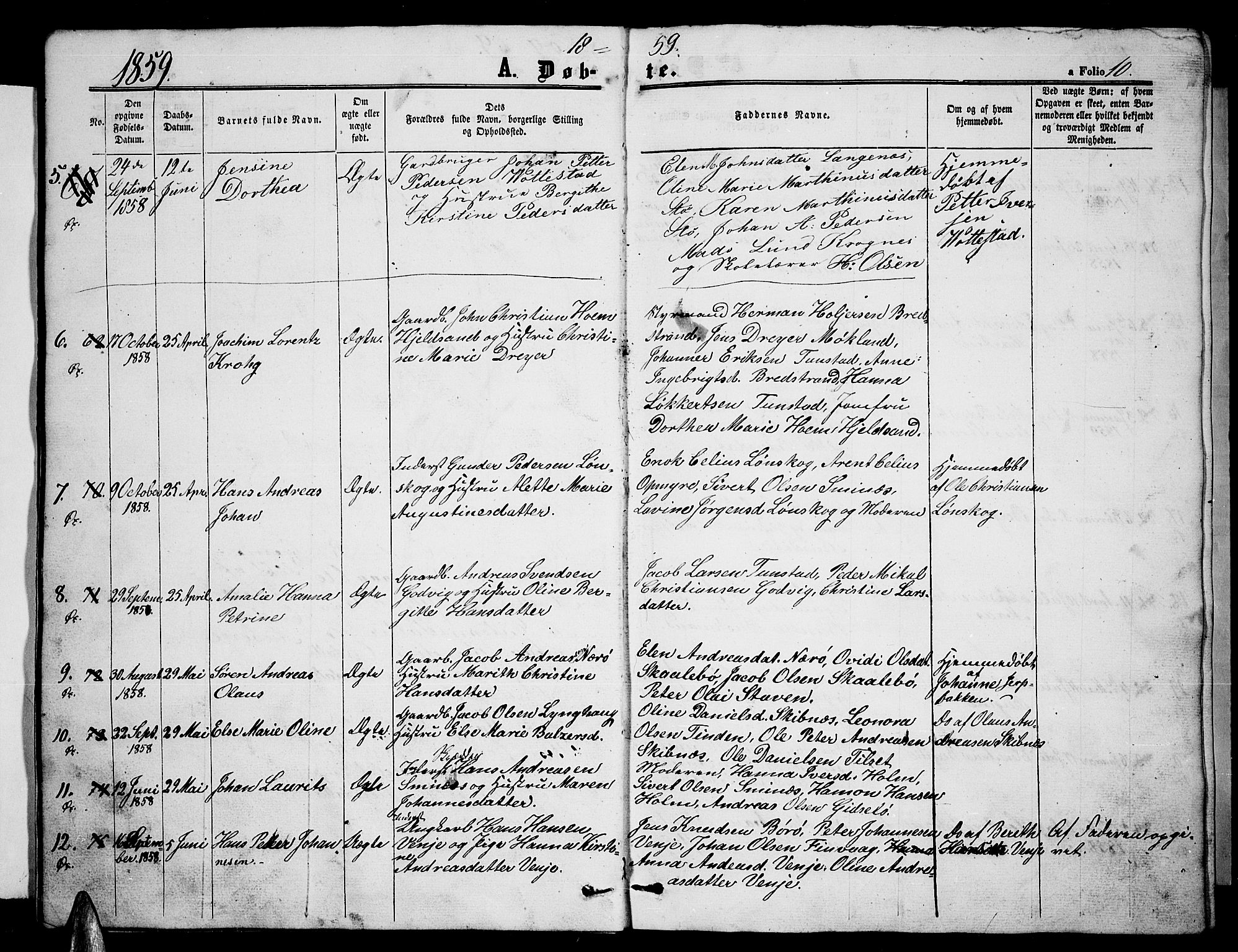 Ministerialprotokoller, klokkerbøker og fødselsregistre - Nordland, AV/SAT-A-1459/893/L1347: Parish register (copy) no. 893C02, 1858-1866, p. 10