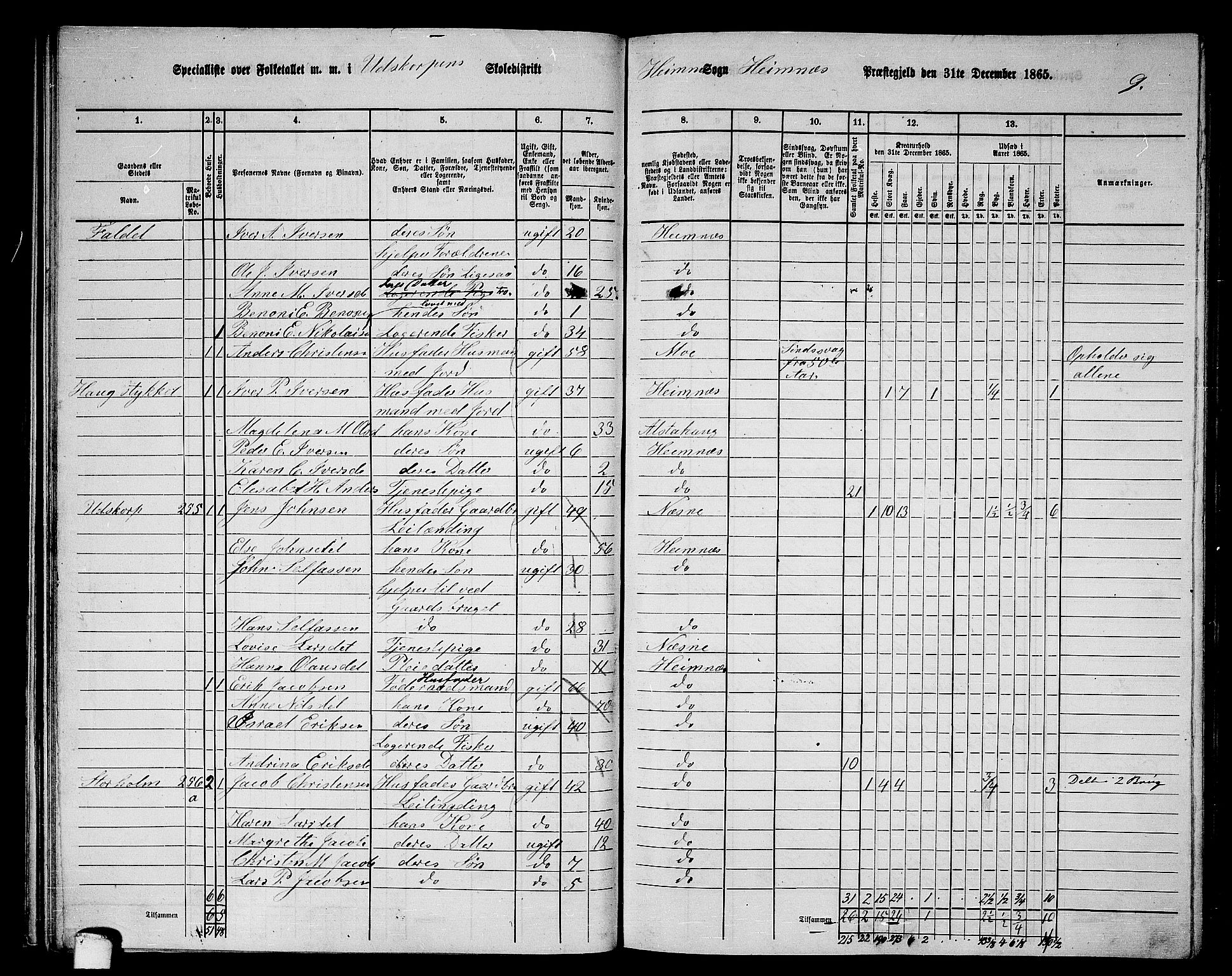 RA, 1865 census for Hemnes, 1865, p. 54