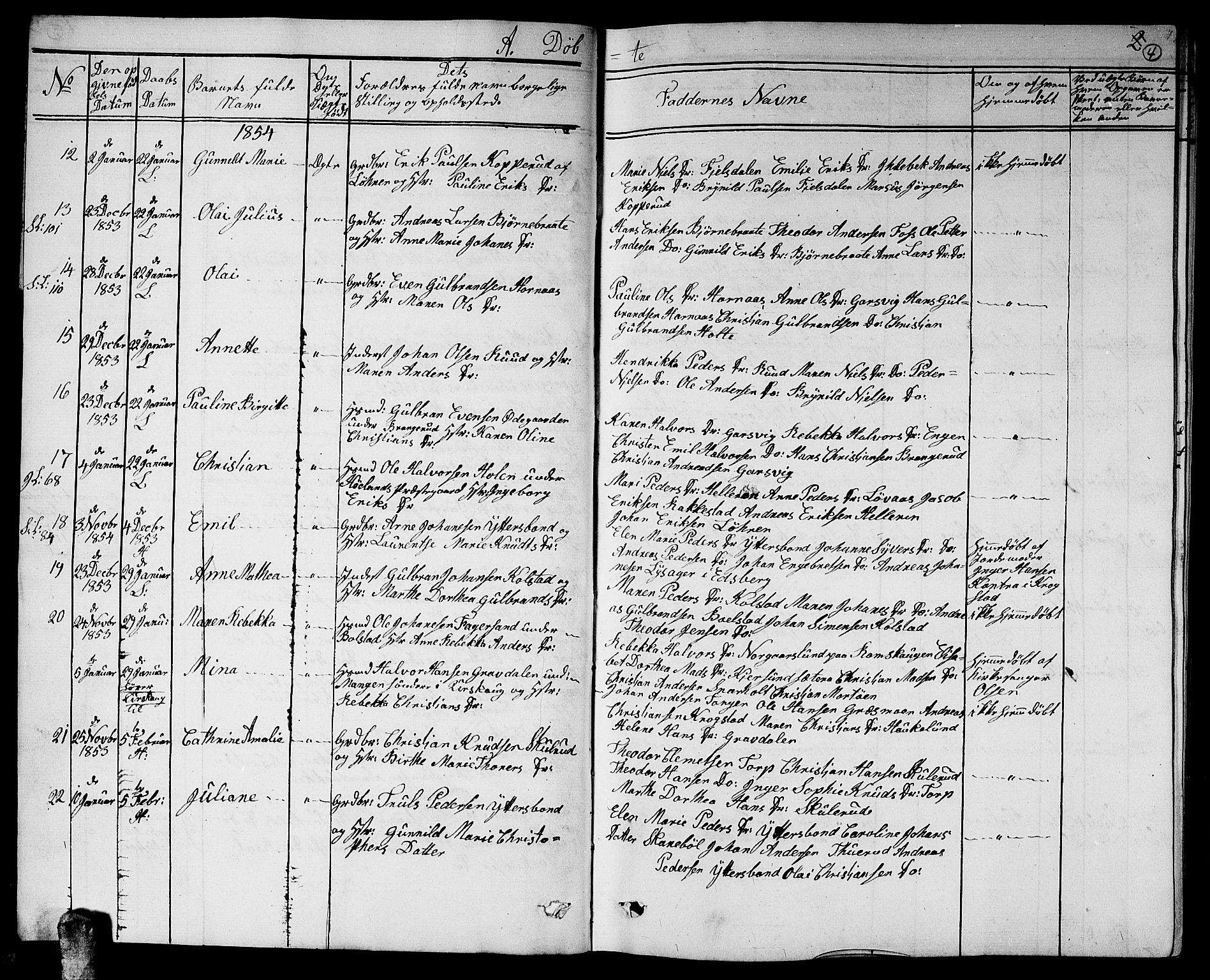 Høland prestekontor Kirkebøker, AV/SAO-A-10346a/G/Ga/L0004: Parish register (copy) no. I 4, 1854-1862, p. 4