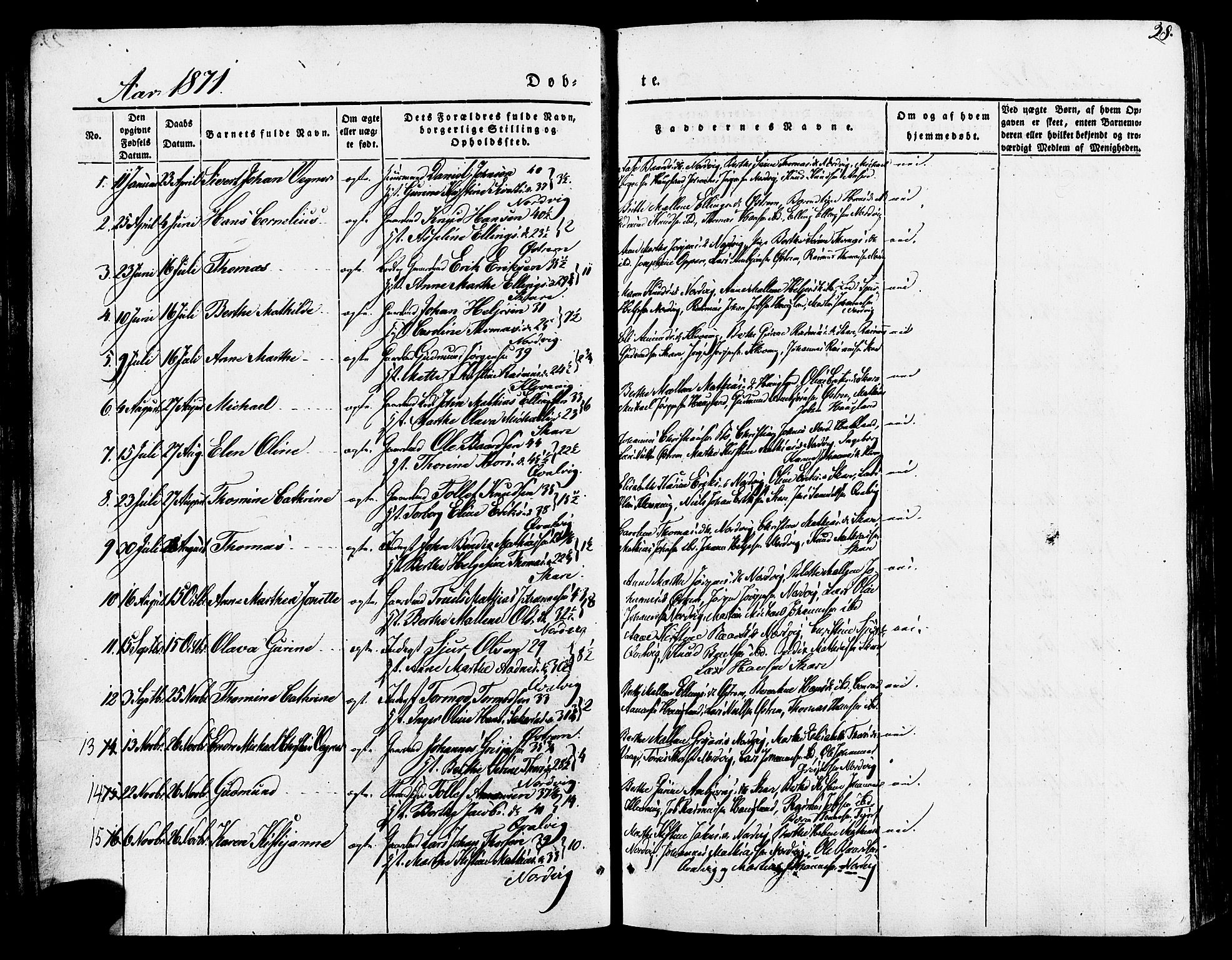 Torvastad sokneprestkontor, AV/SAST-A -101857/H/Ha/Haa/L0007: Parish register (official) no. A 7, 1838-1882, p. 28