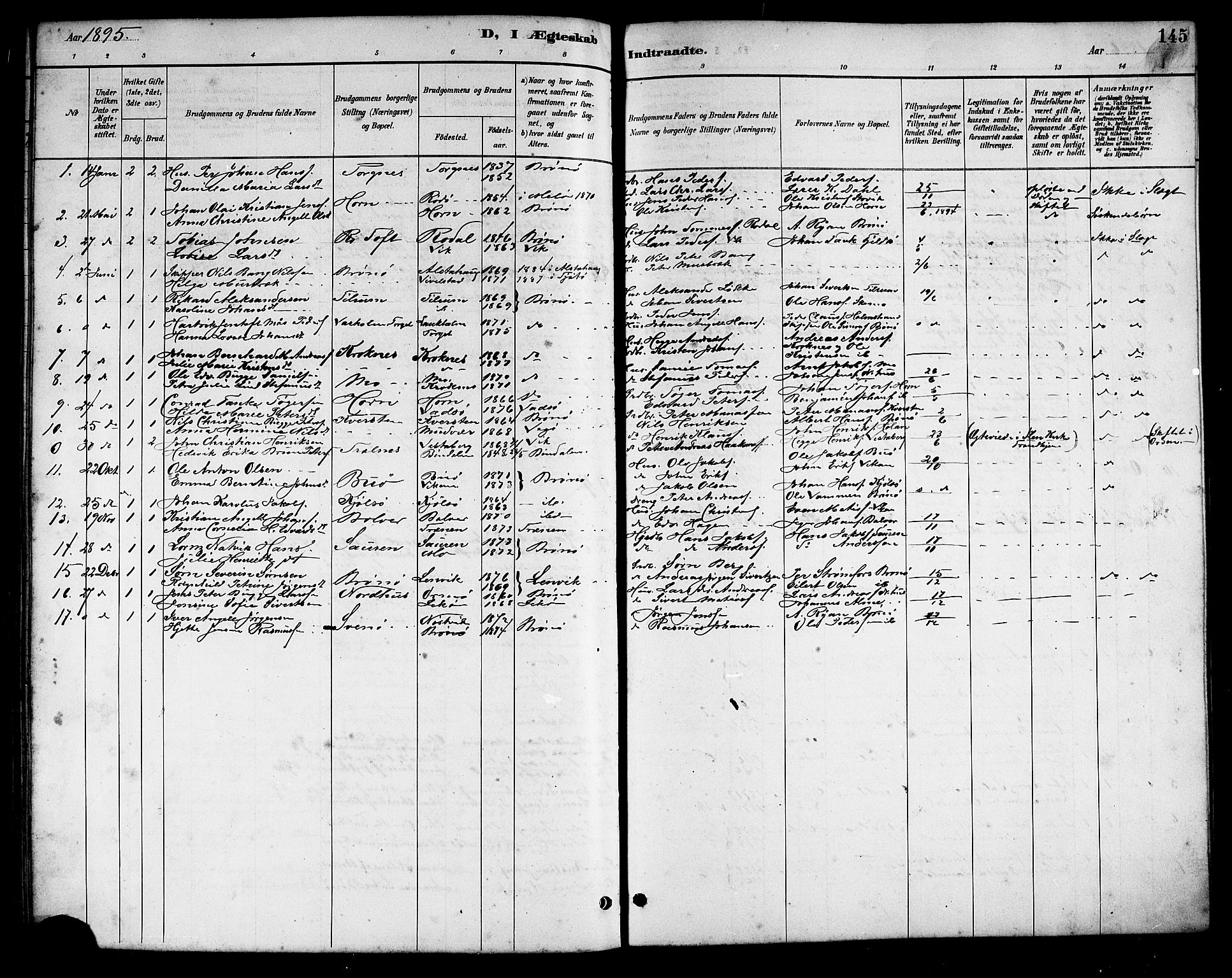 Ministerialprotokoller, klokkerbøker og fødselsregistre - Nordland, AV/SAT-A-1459/813/L0213: Parish register (copy) no. 813C05, 1887-1903, p. 145