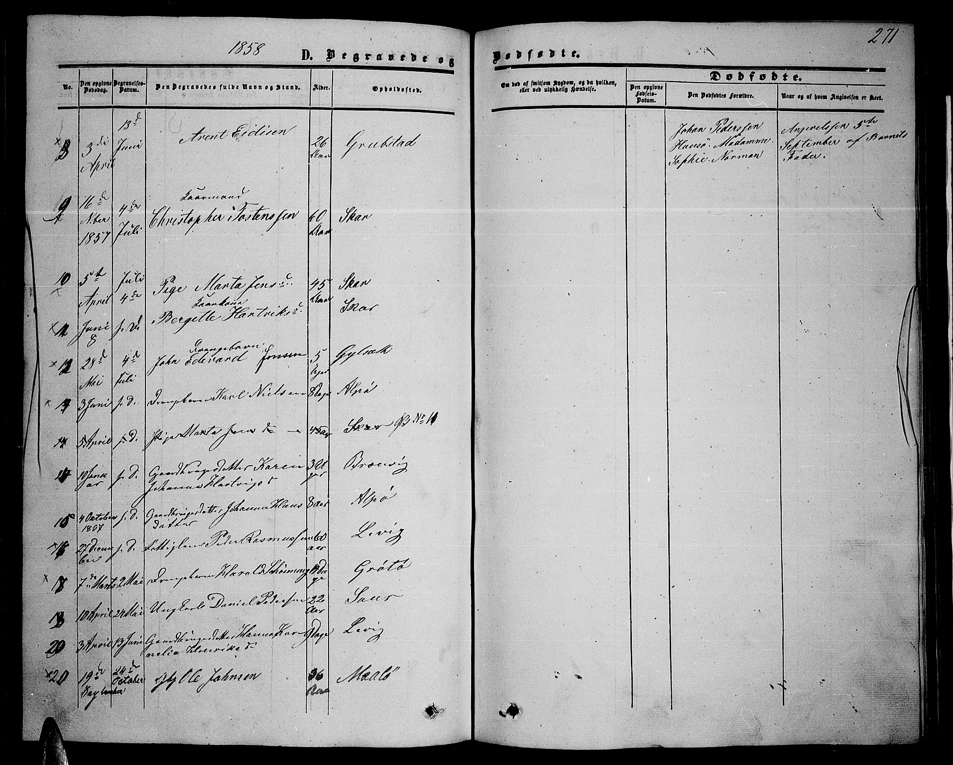 Ministerialprotokoller, klokkerbøker og fødselsregistre - Nordland, AV/SAT-A-1459/857/L0827: Parish register (copy) no. 857C02, 1852-1879, p. 271