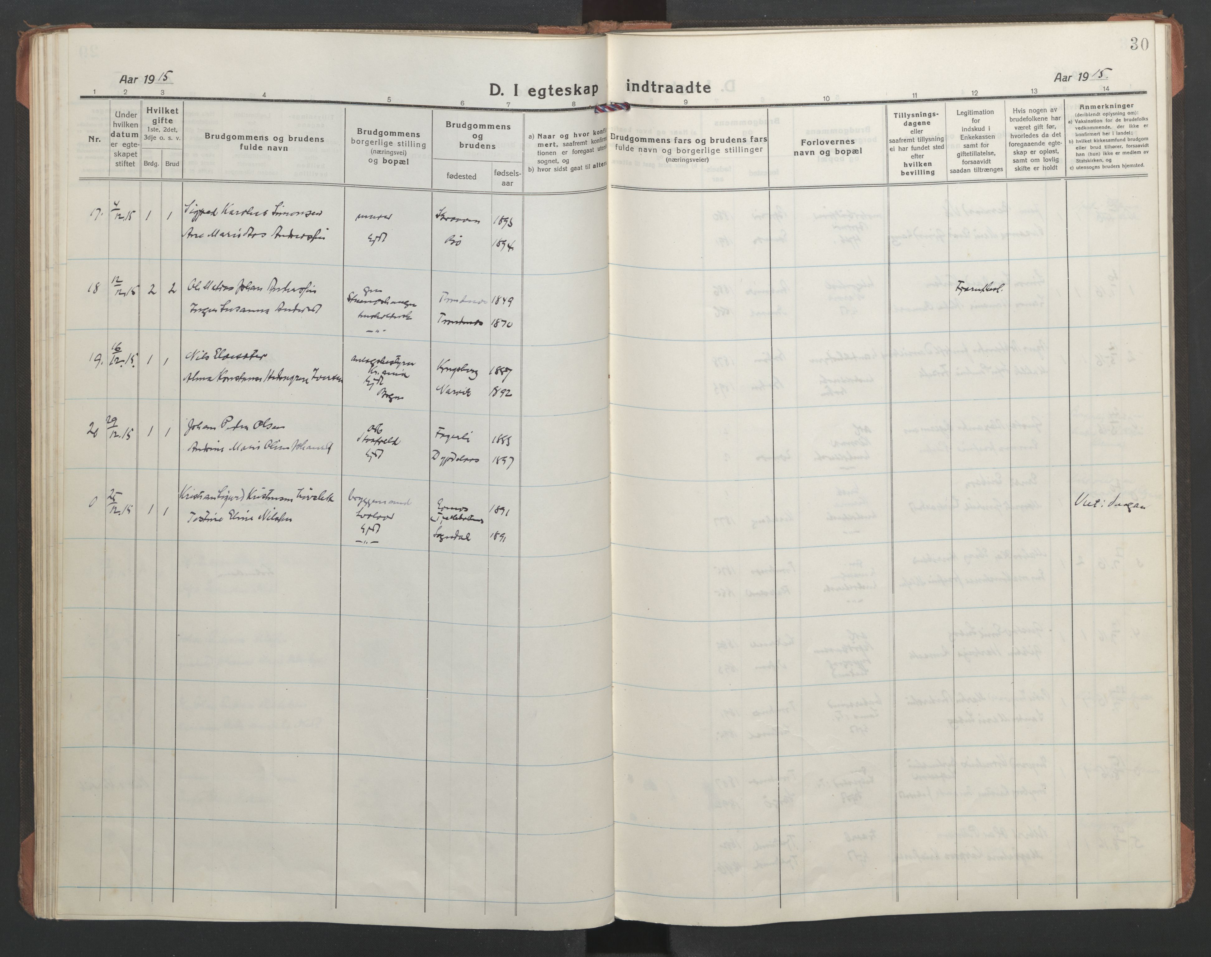 Ministerialprotokoller, klokkerbøker og fødselsregistre - Nordland, AV/SAT-A-1459/863/L0902: Parish register (official) no. 863A14, 1906-1937, p. 30