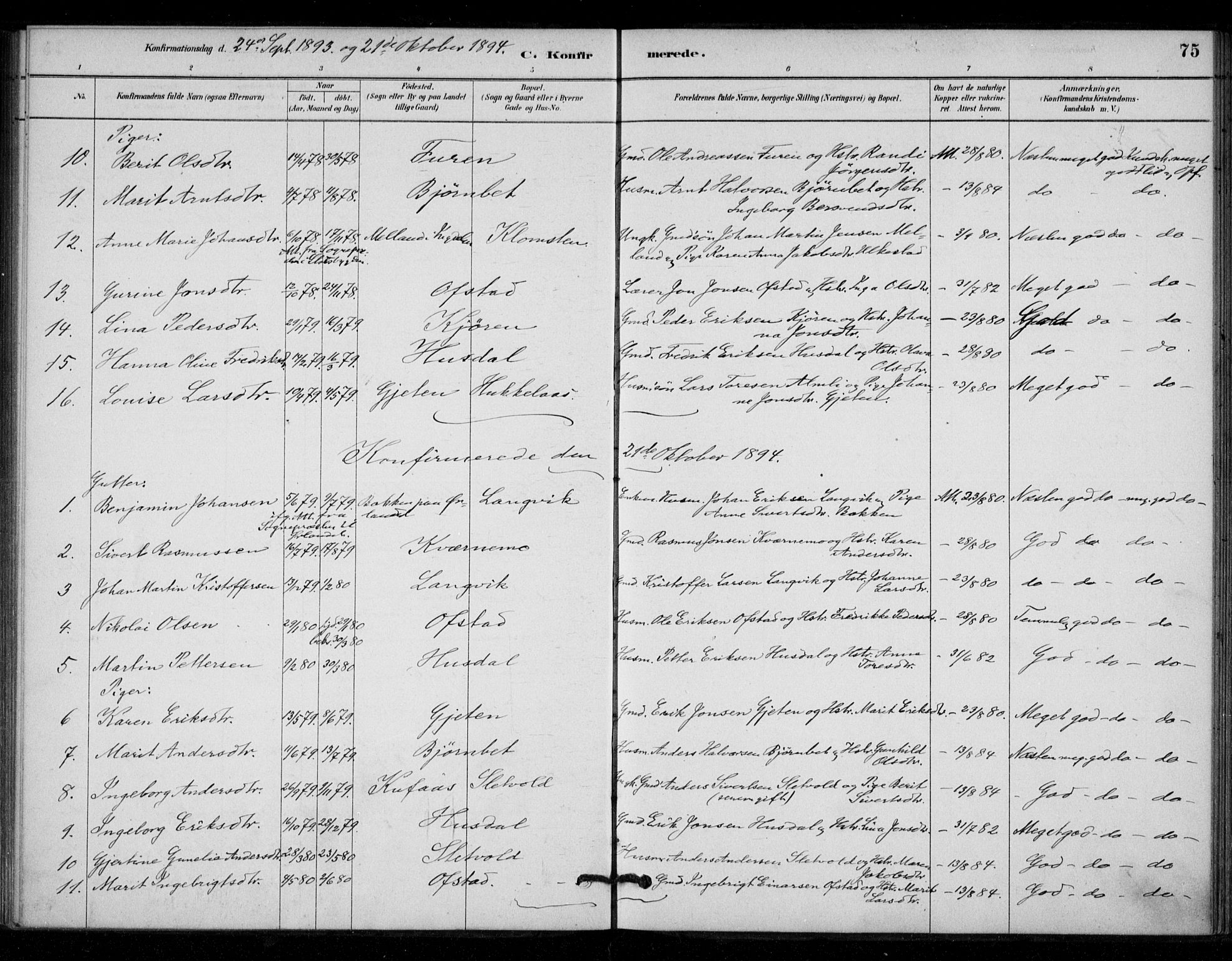 Ministerialprotokoller, klokkerbøker og fødselsregistre - Sør-Trøndelag, SAT/A-1456/670/L0836: Parish register (official) no. 670A01, 1879-1904, p. 75