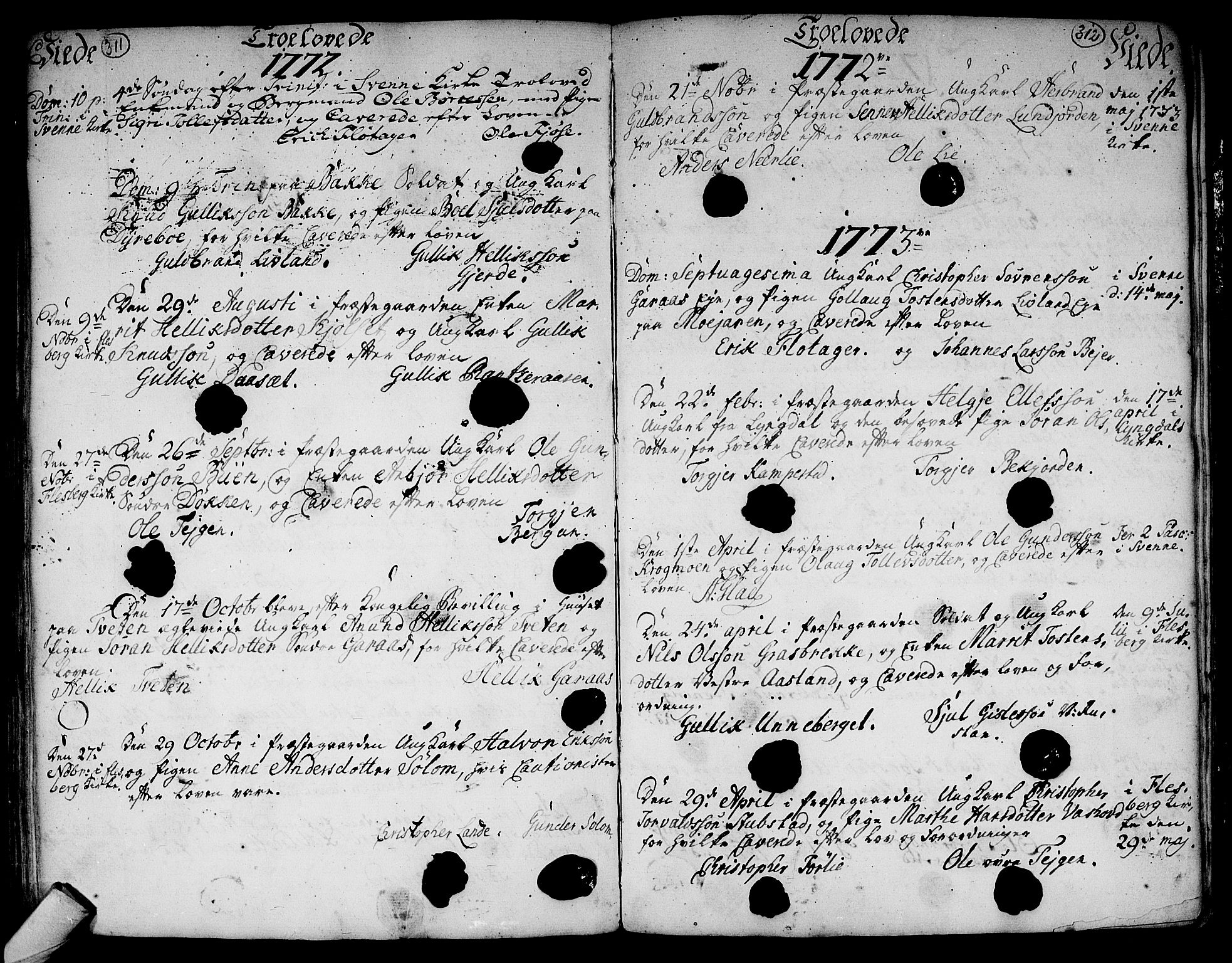 Flesberg kirkebøker, AV/SAKO-A-18/F/Fa/L0003: Parish register (official) no. I 3, 1748-1790, p. 311-312