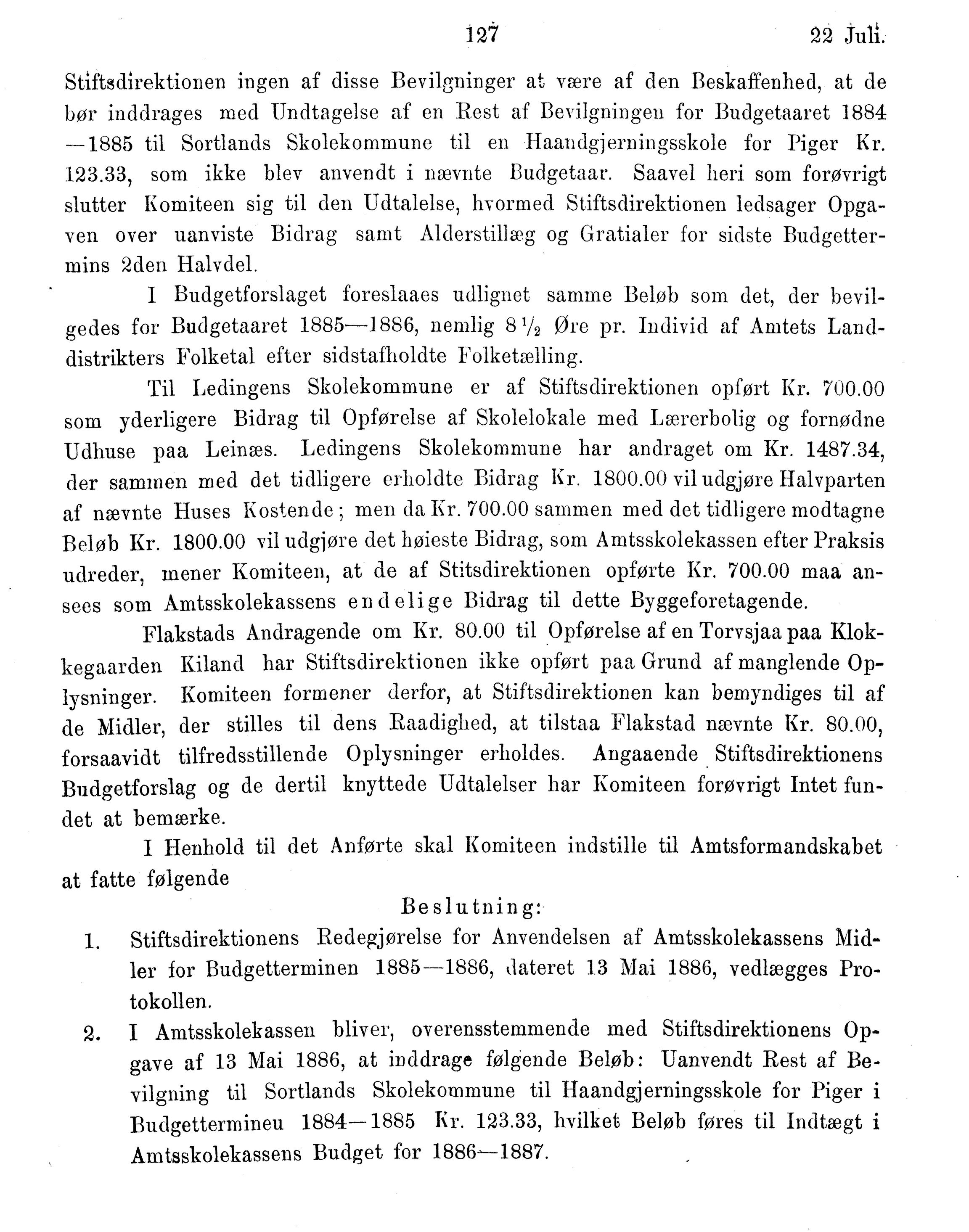 Nordland Fylkeskommune. Fylkestinget, AIN/NFK-17/176/A/Ac/L0015: Fylkestingsforhandlinger 1886-1890, 1886-1890