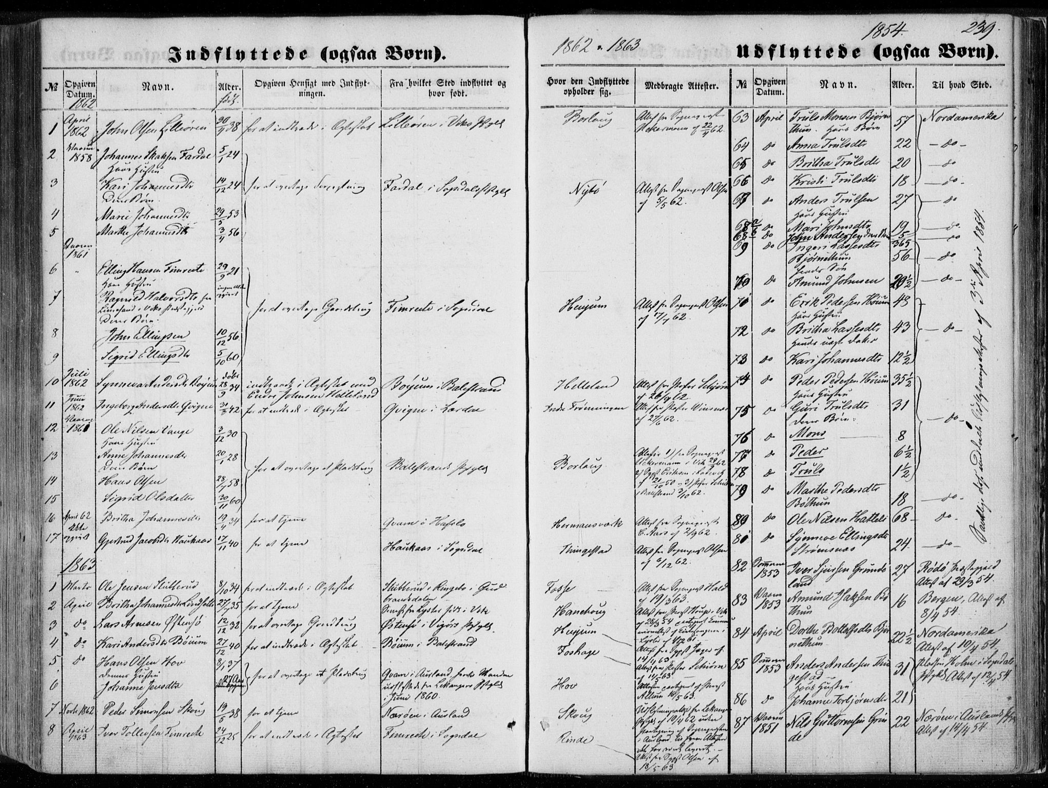 Leikanger sokneprestembete, SAB/A-81001: Parish register (official) no. A 8, 1852-1868, p. 239