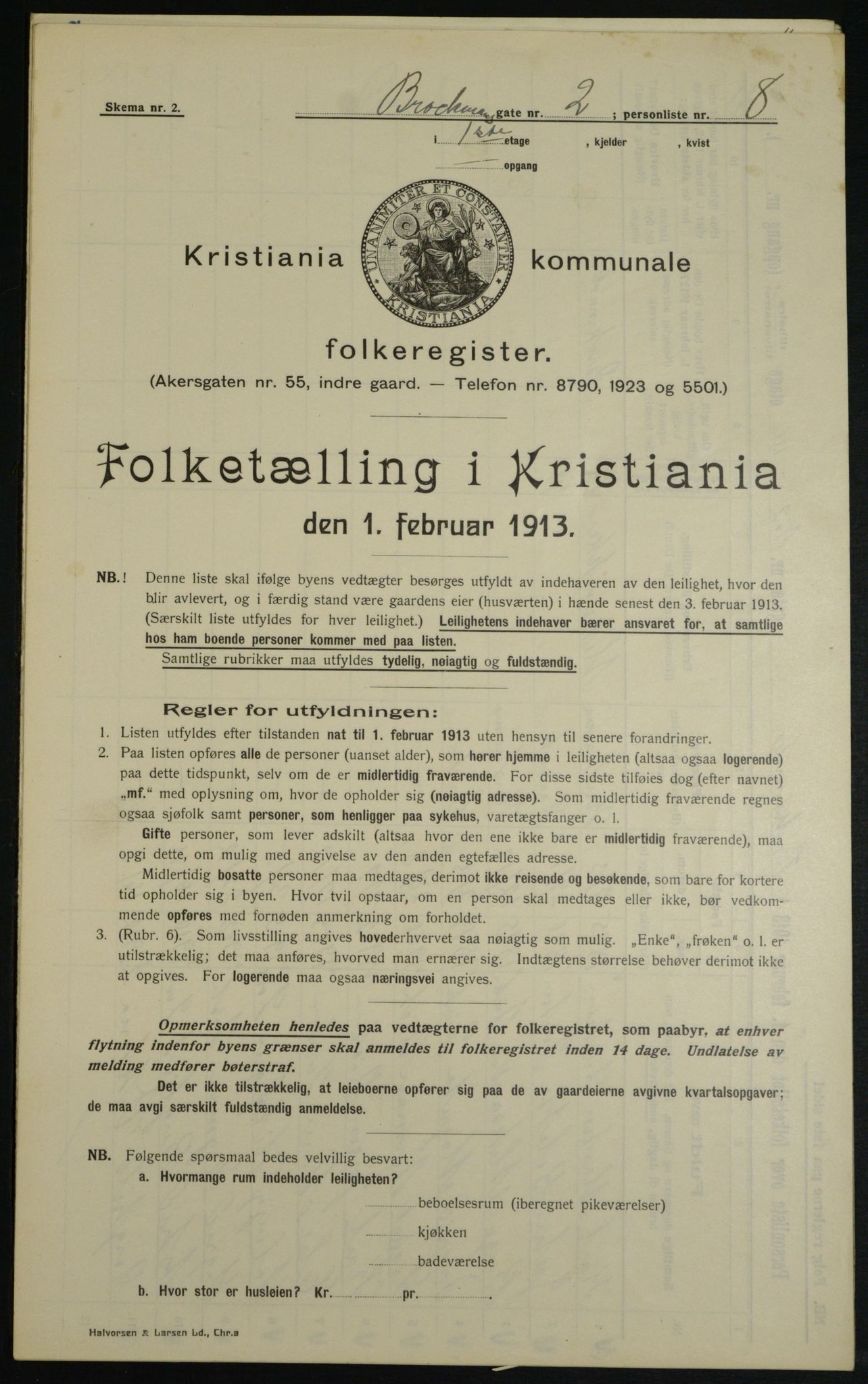 OBA, Municipal Census 1913 for Kristiania, 1913, p. 9544