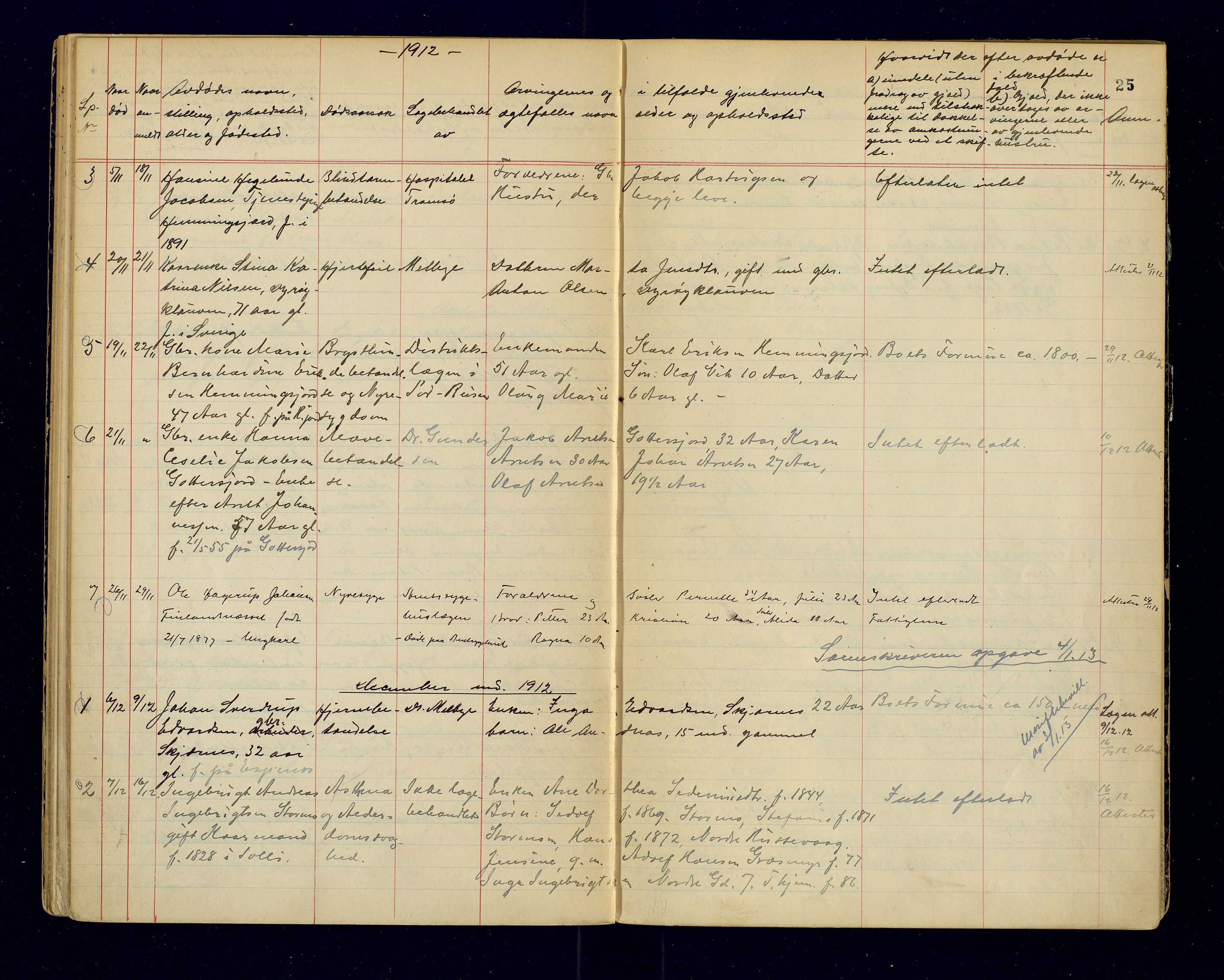 Tranøy lensmannskontor (Sørreisa lensmannskontor), AV/SATØ-SATØ-46/1/F/Fi/Fia/L0147: Dødsfallsprotokoller, 1909-1919, p. 25