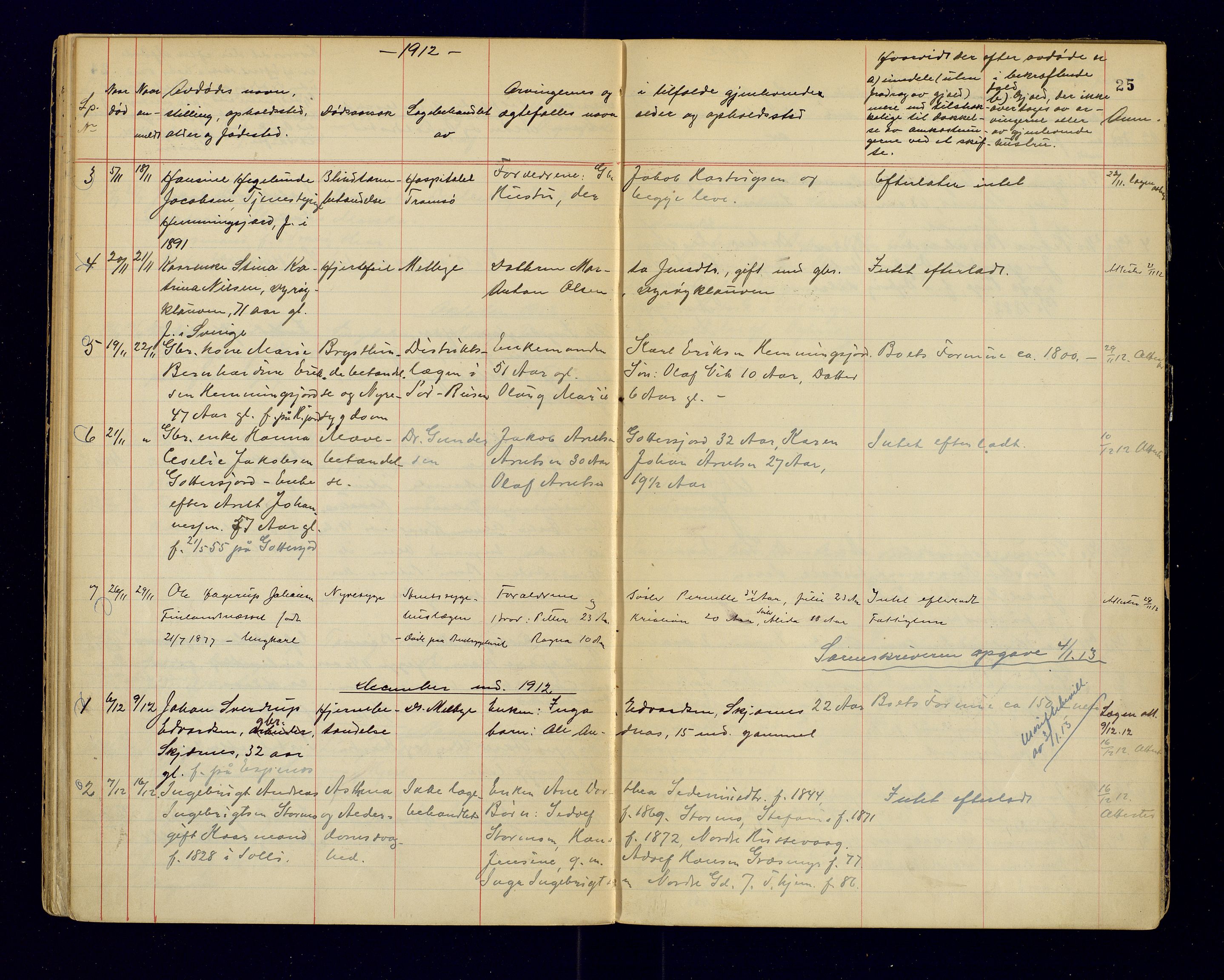 Tranøy lensmannskontor (Sørreisa lensmannskontor), SATØ/SATØ-46/1/F/Fi/Fia/L0147: Dødsfallsprotokoller, 1909-1919, p. 25