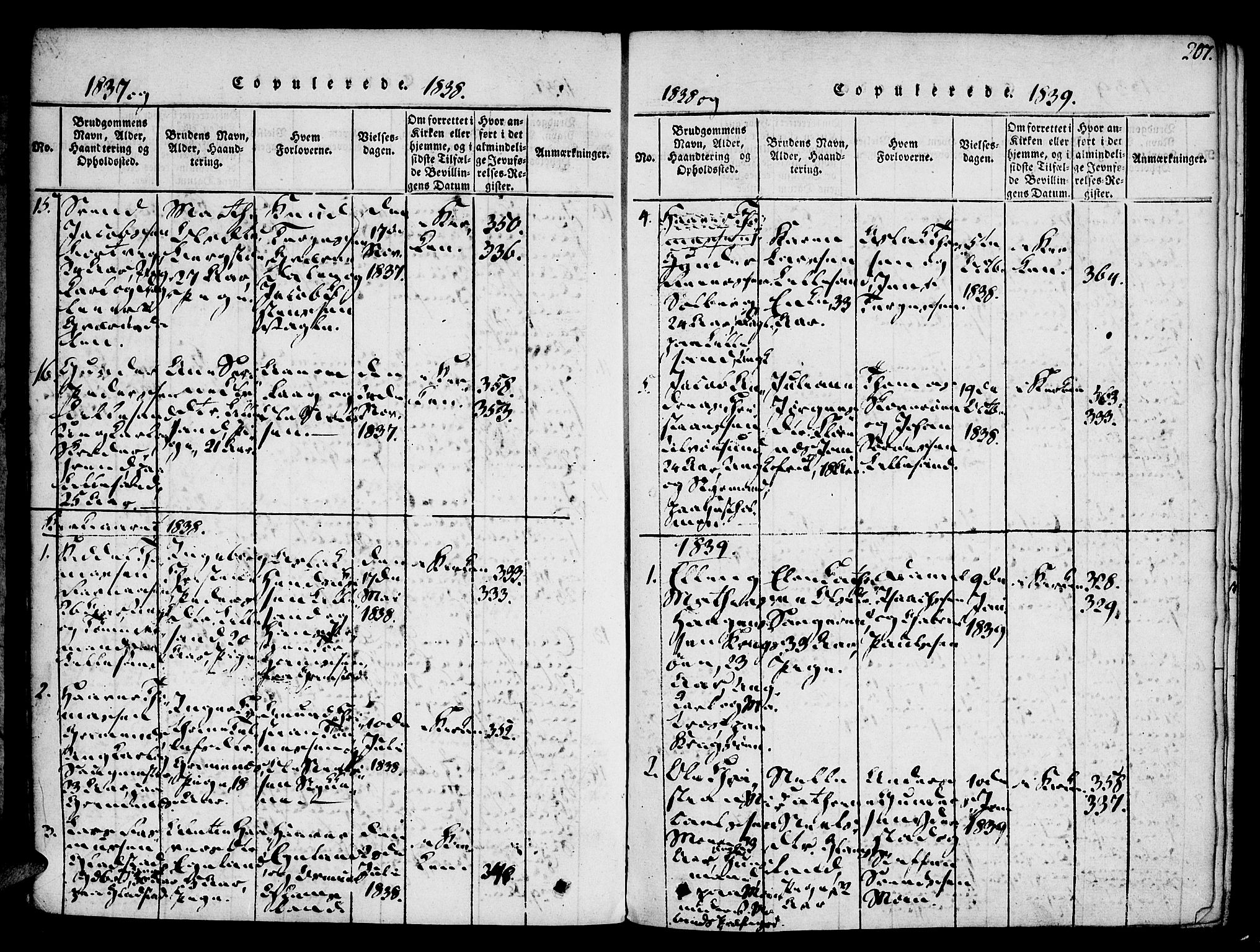 Vestre Moland sokneprestkontor, SAK/1111-0046/F/Fa/Fab/L0003: Parish register (official) no. A 3, 1816-1843, p. 207