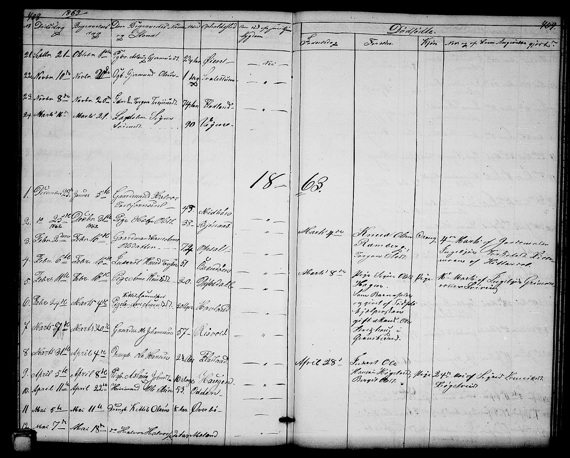 Hjartdal kirkebøker, SAKO/A-270/G/Ga/L0002: Parish register (copy) no. I 2, 1854-1888, p. 408-409