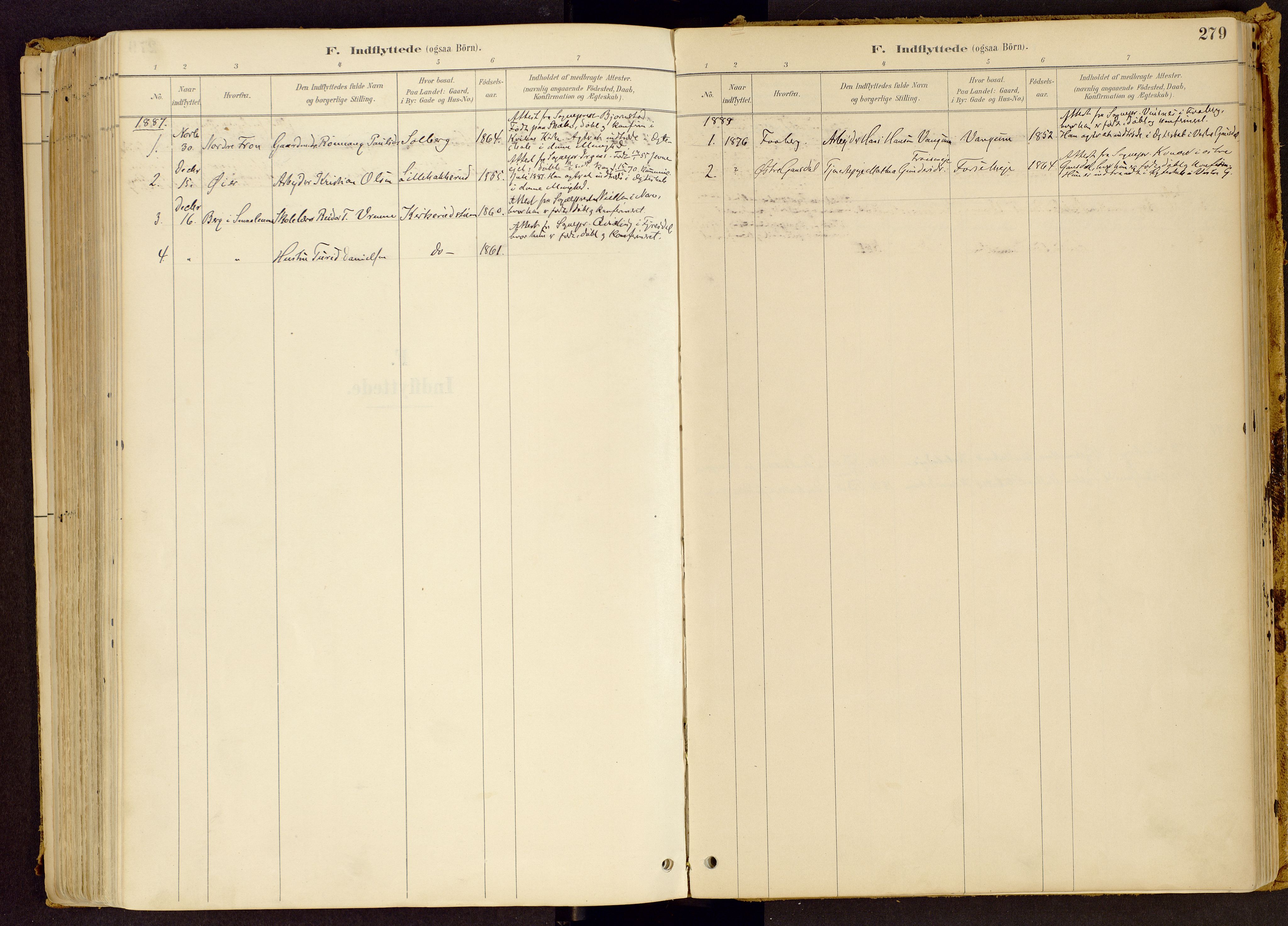 Vestre Gausdal prestekontor, SAH/PREST-094/H/Ha/Haa/L0001: Parish register (official) no. 1, 1887-1914, p. 279