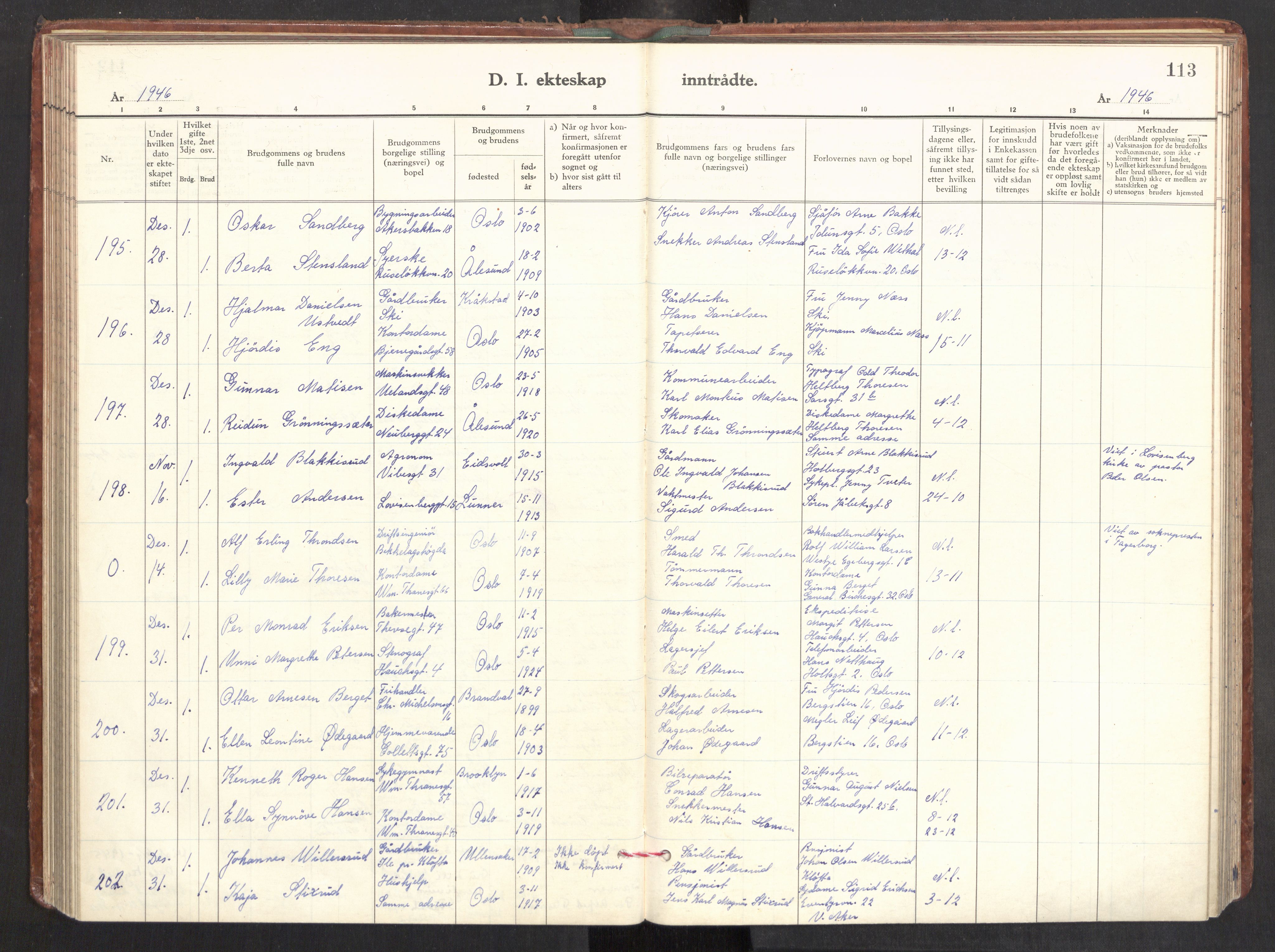 Gamle Aker prestekontor Kirkebøker, AV/SAO-A-10617a/F/L0022: Parish register (official) no. 22, 1941-1952, p. 113