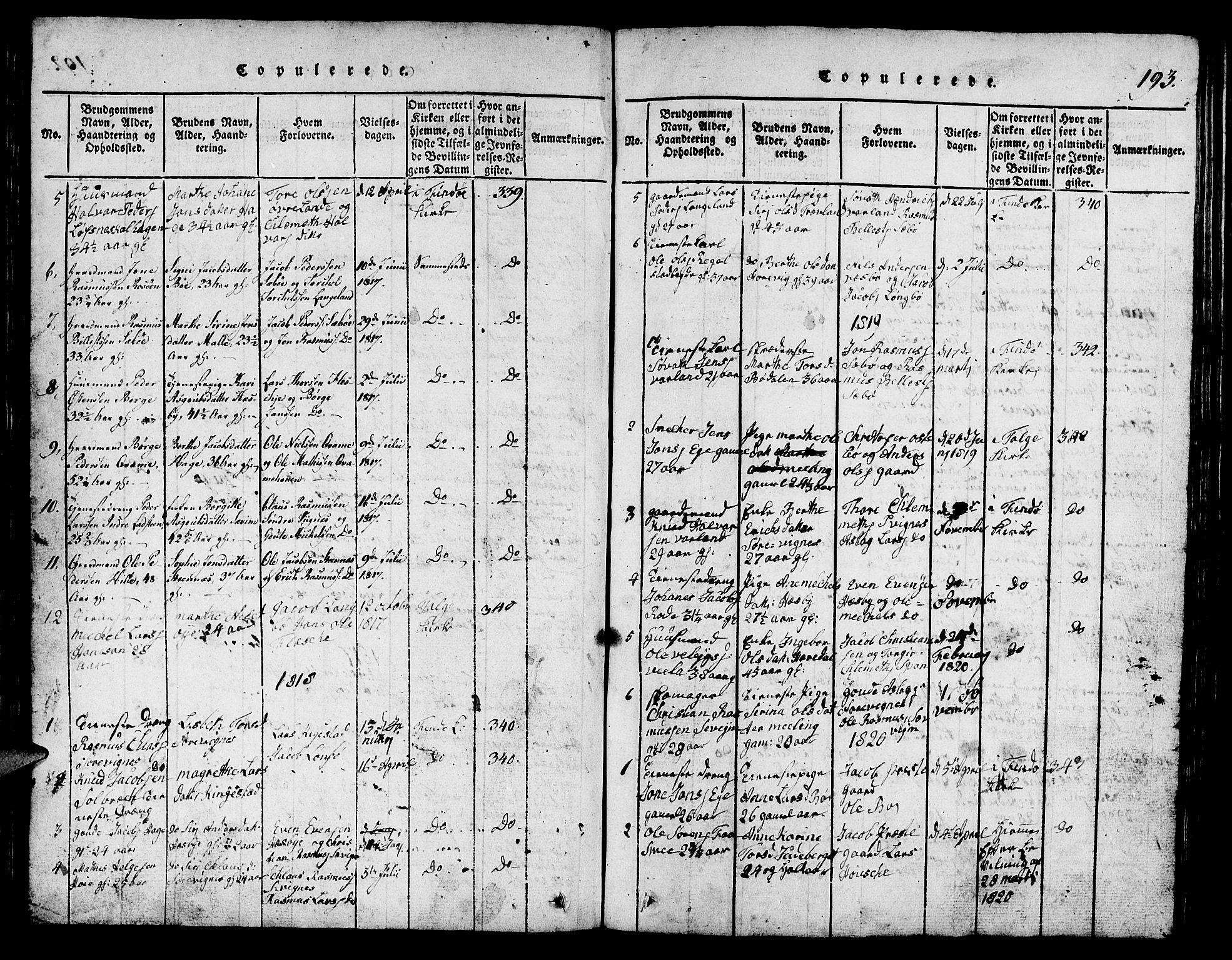 Finnøy sokneprestkontor, SAST/A-101825/H/Ha/Hab/L0001: Parish register (copy) no. B 1, 1816-1856, p. 193