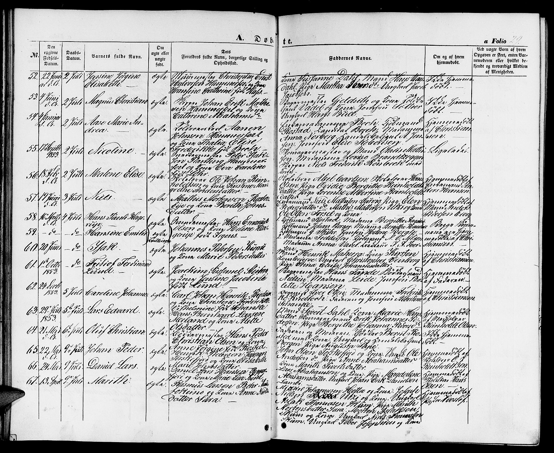Hammerfest sokneprestkontor, AV/SATØ-S-1347/H/Hb/L0002.klokk: Parish register (copy) no. 2, 1851-1861, p. 29