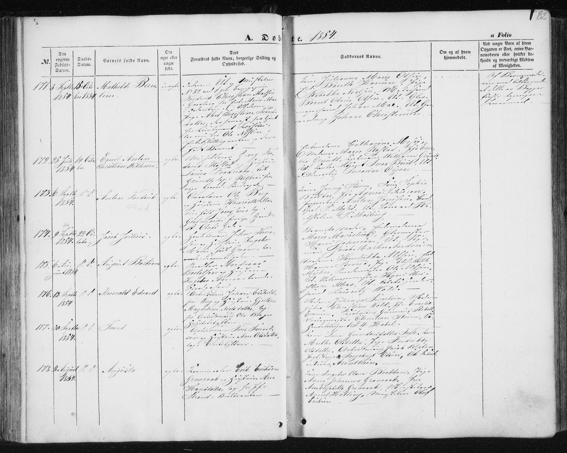 Ministerialprotokoller, klokkerbøker og fødselsregistre - Sør-Trøndelag, AV/SAT-A-1456/602/L0112: Parish register (official) no. 602A10, 1848-1859, p. 82