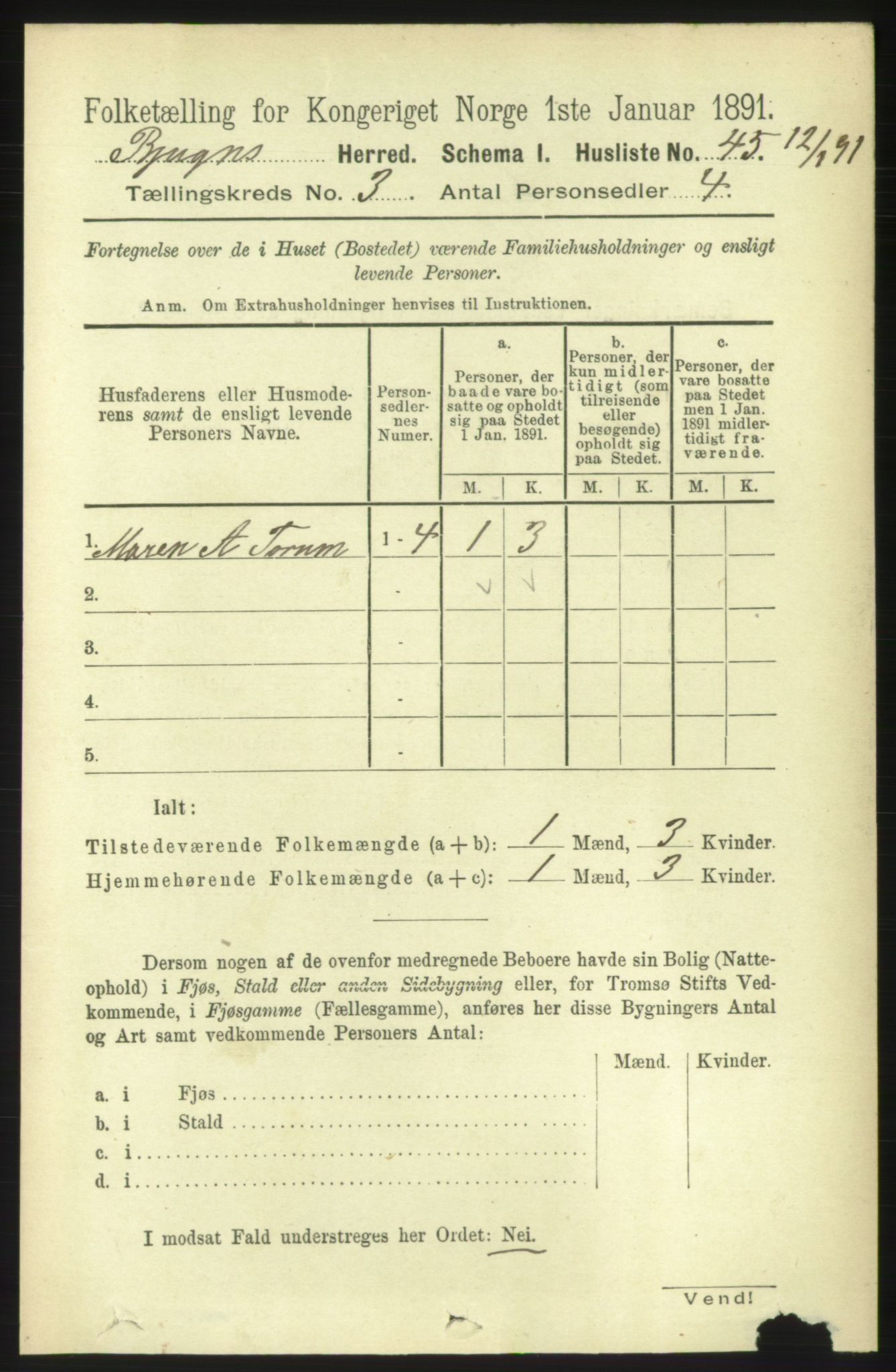 RA, 1891 census for 1627 Bjugn, 1891, p. 633