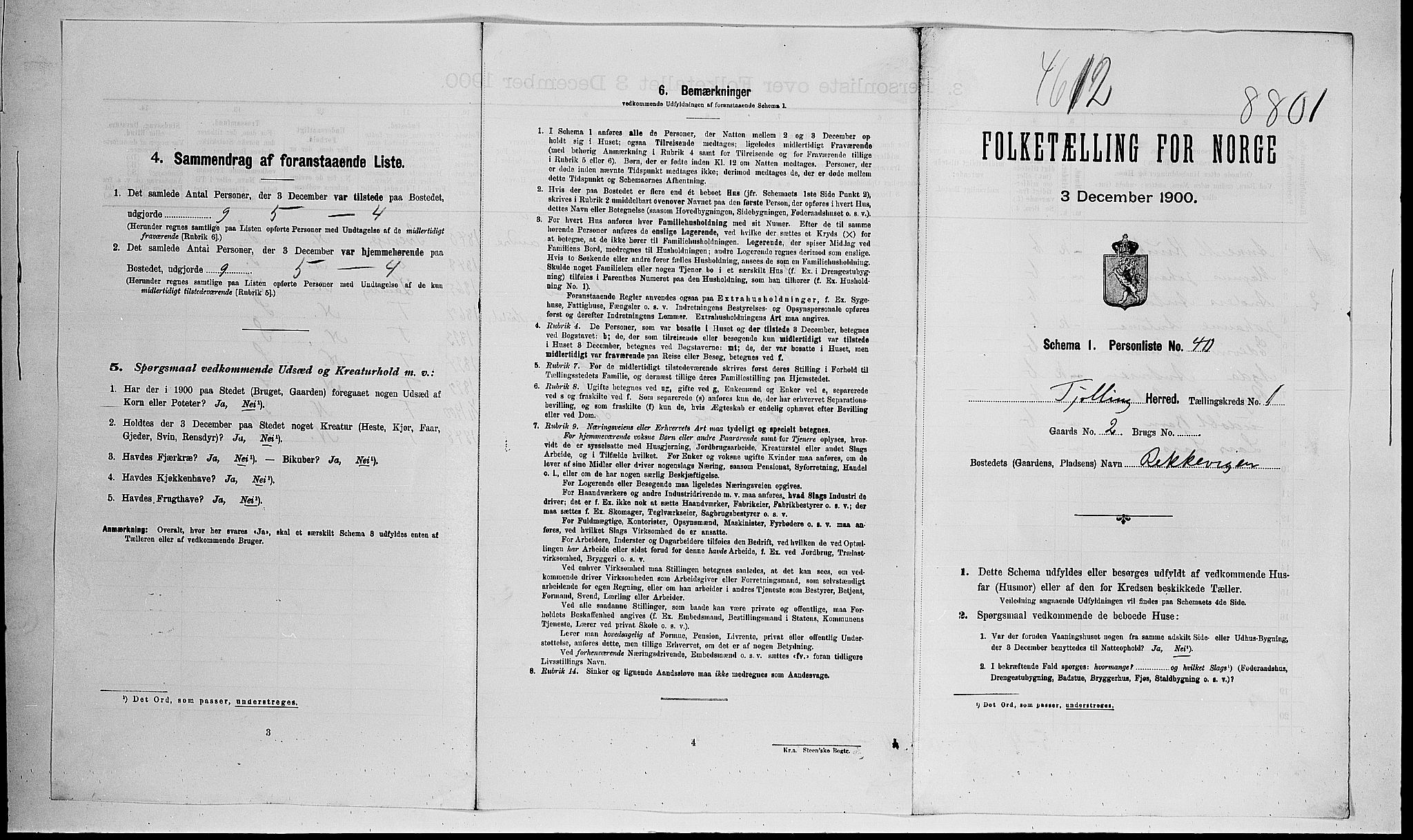 RA, 1900 census for Tjølling, 1900, p. 27