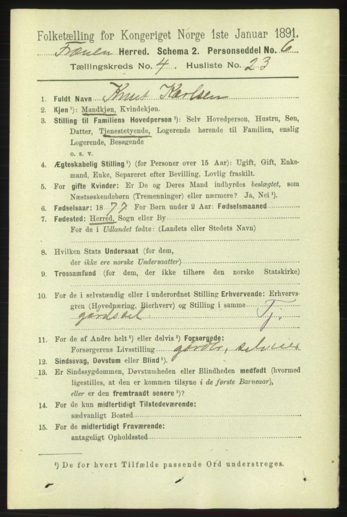 RA, 1891 census for 1548 Fræna, 1891, p. 1264