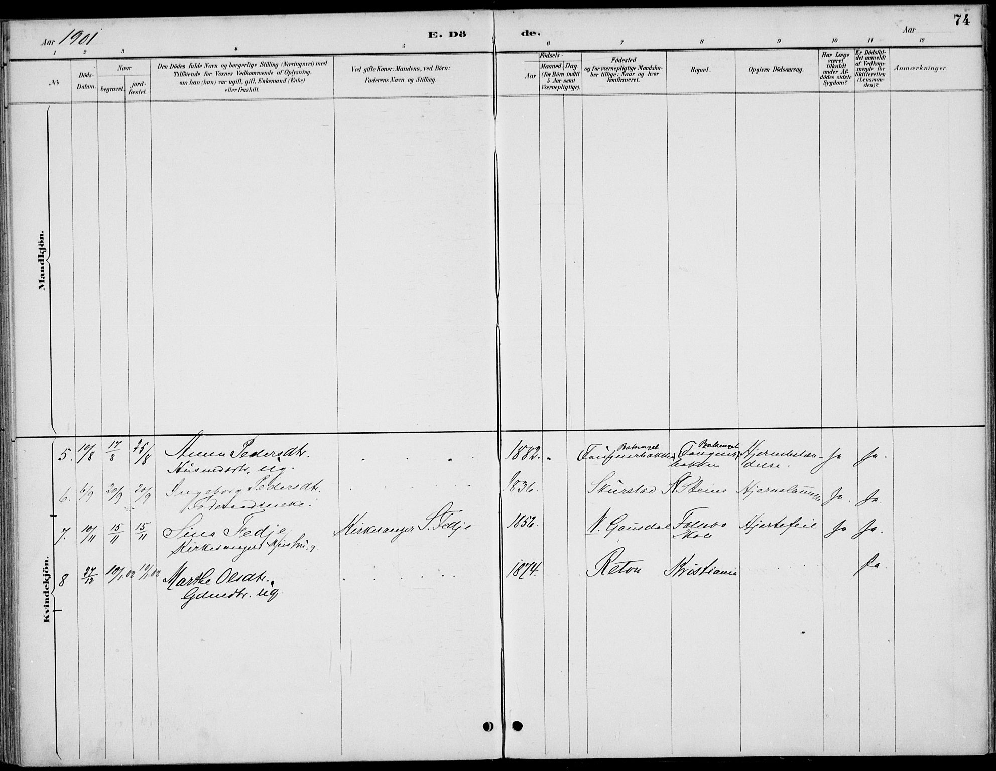 Østre Gausdal prestekontor, SAH/PREST-092/H/Ha/Haa/L0003: Parish register (official) no. 3, 1887-1901, p. 74