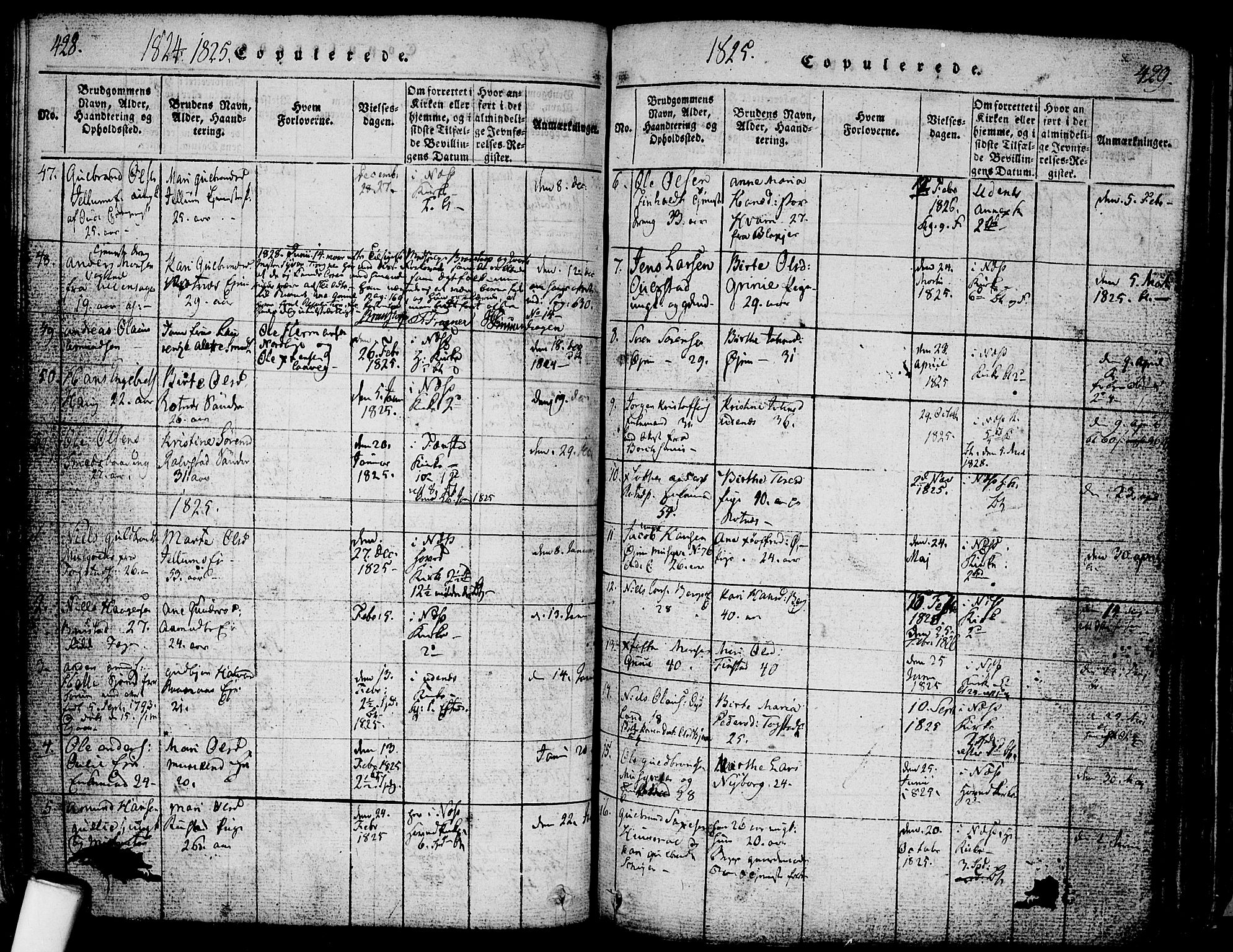 Nes prestekontor Kirkebøker, AV/SAO-A-10410/F/Fa/L0005: Parish register (official) no. I 5, 1815-1835, p. 428-429