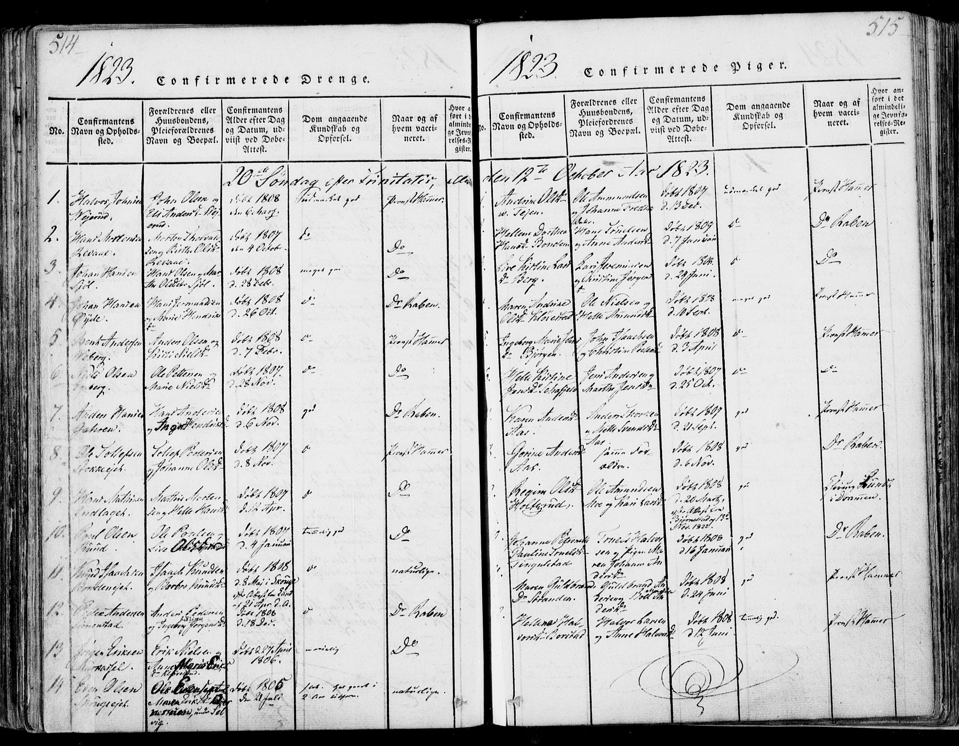 Sande Kirkebøker, SAKO/A-53/F/Fa/L0003: Parish register (official) no. 3, 1814-1847, p. 514-515