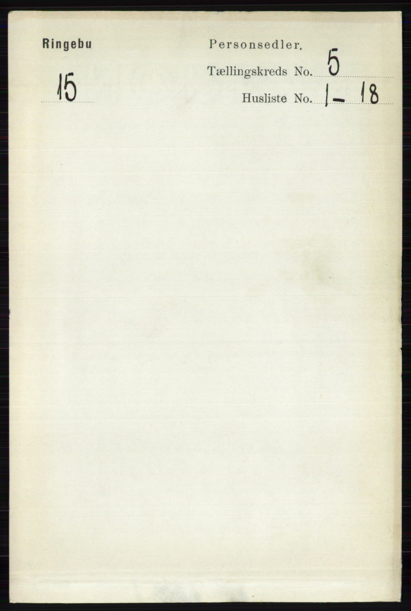 RA, 1891 census for 0520 Ringebu, 1891, p. 1966