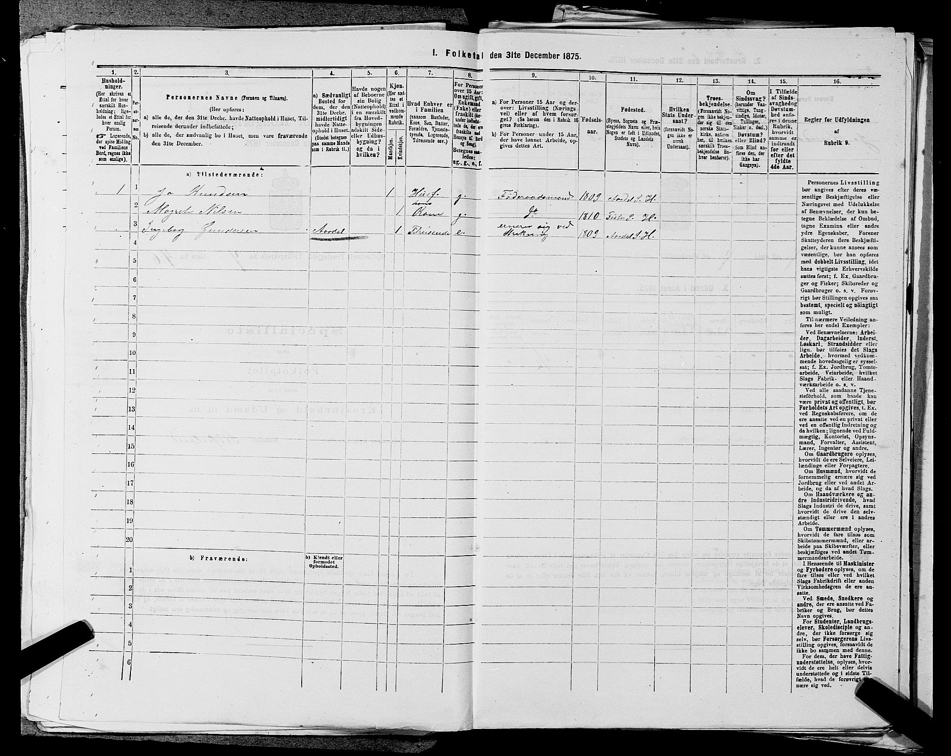 SAST, 1875 census for 1133P Hjelmeland, 1875, p. 995