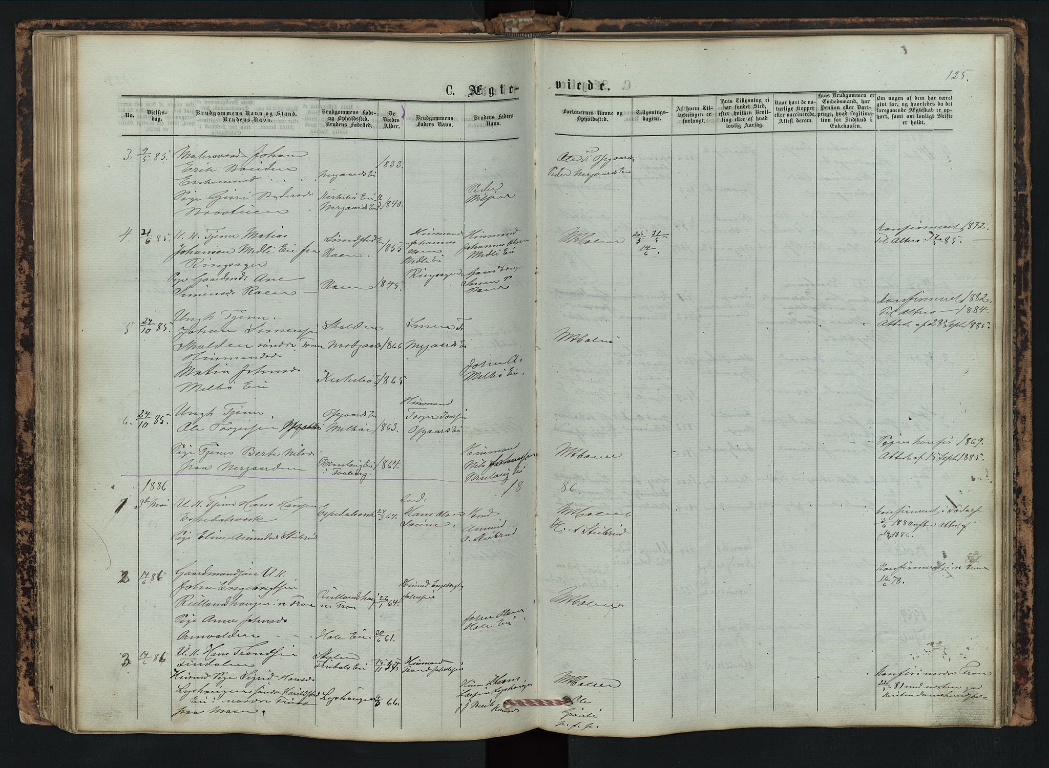 Vestre Gausdal prestekontor, SAH/PREST-094/H/Ha/Hab/L0002: Parish register (copy) no. 2, 1874-1897, p. 125