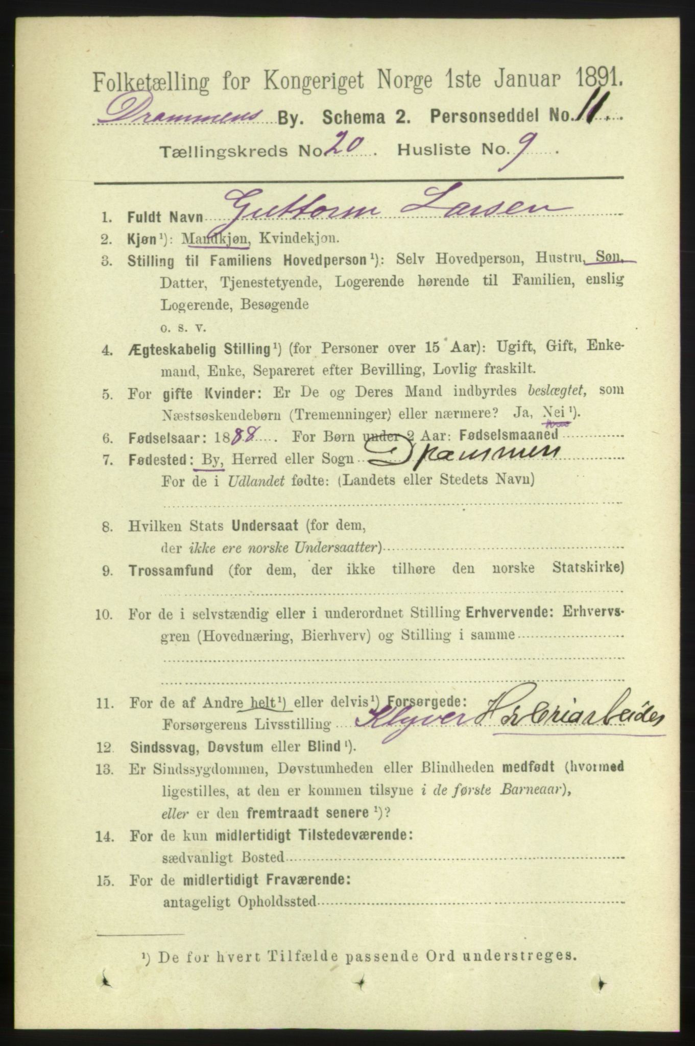 RA, 1891 census for 0602 Drammen, 1891, p. 12652