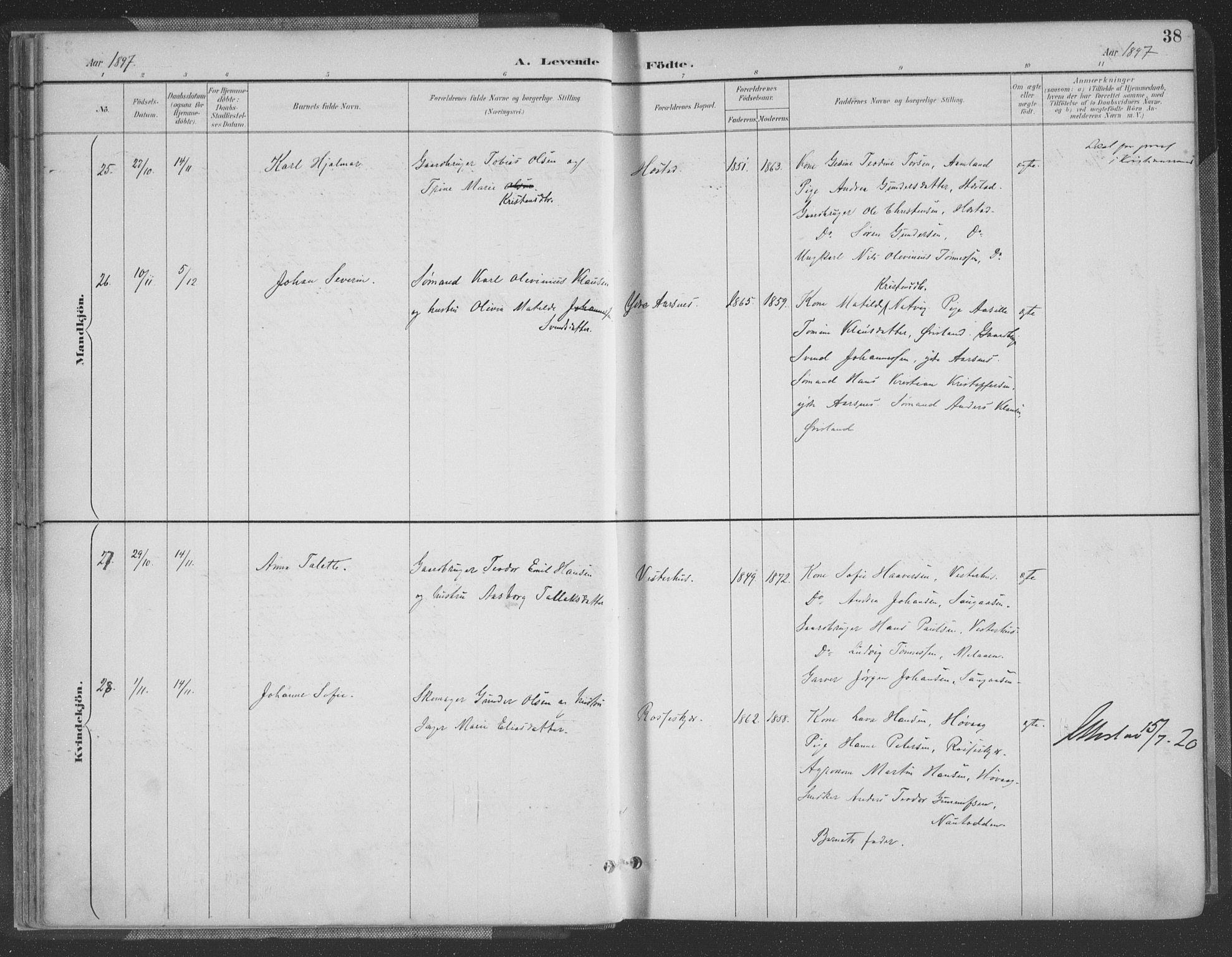 Høvåg sokneprestkontor, AV/SAK-1111-0025/F/Fa/L0006: Parish register (official) no. A 6, 1894-1923, p. 38