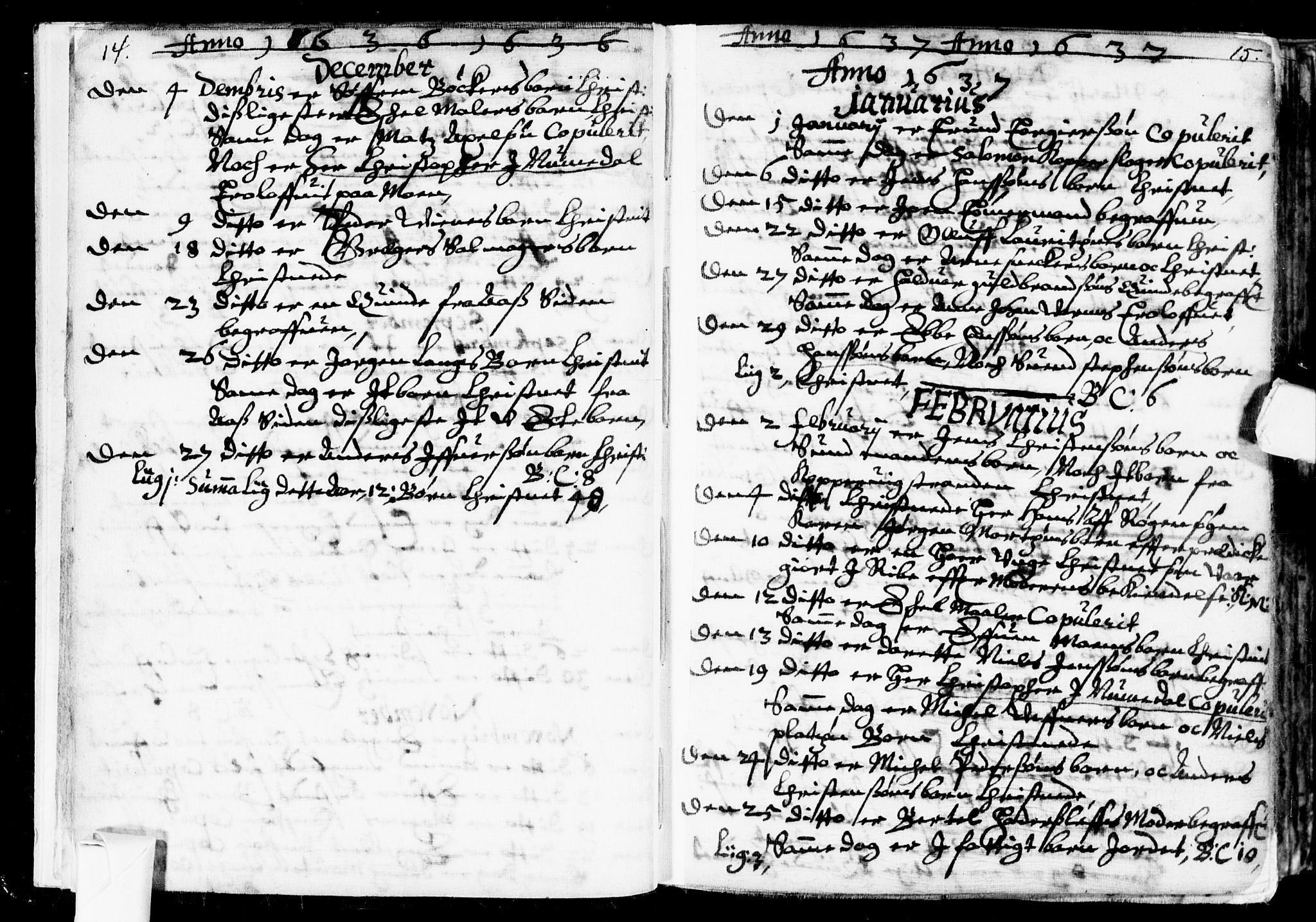 Bragernes kirkebøker, AV/SAKO-A-6/F/Fa/L0001: Parish register (official) no. I 1, 1634-1662, p. 14-15