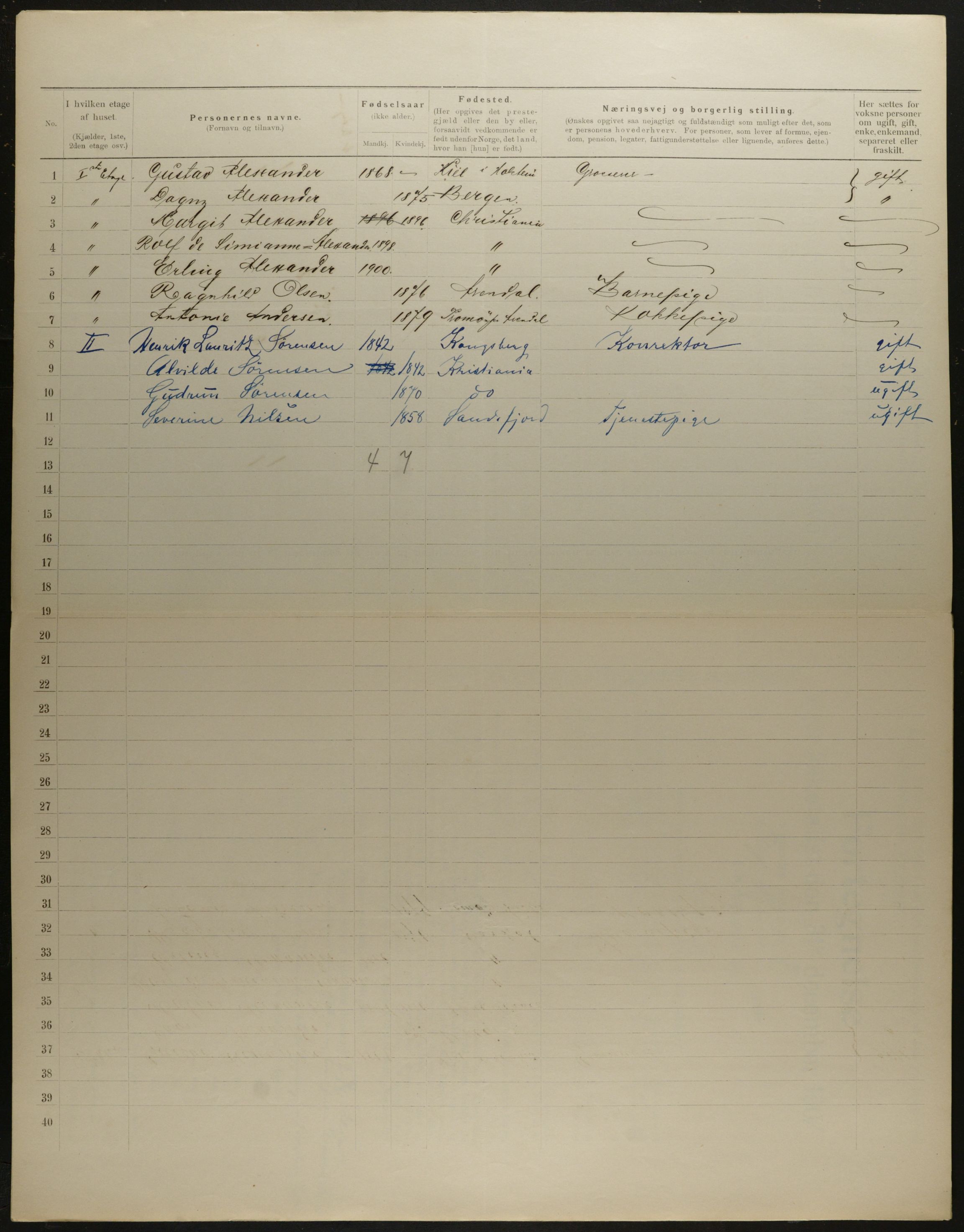 OBA, Municipal Census 1901 for Kristiania, 1901, p. 11541