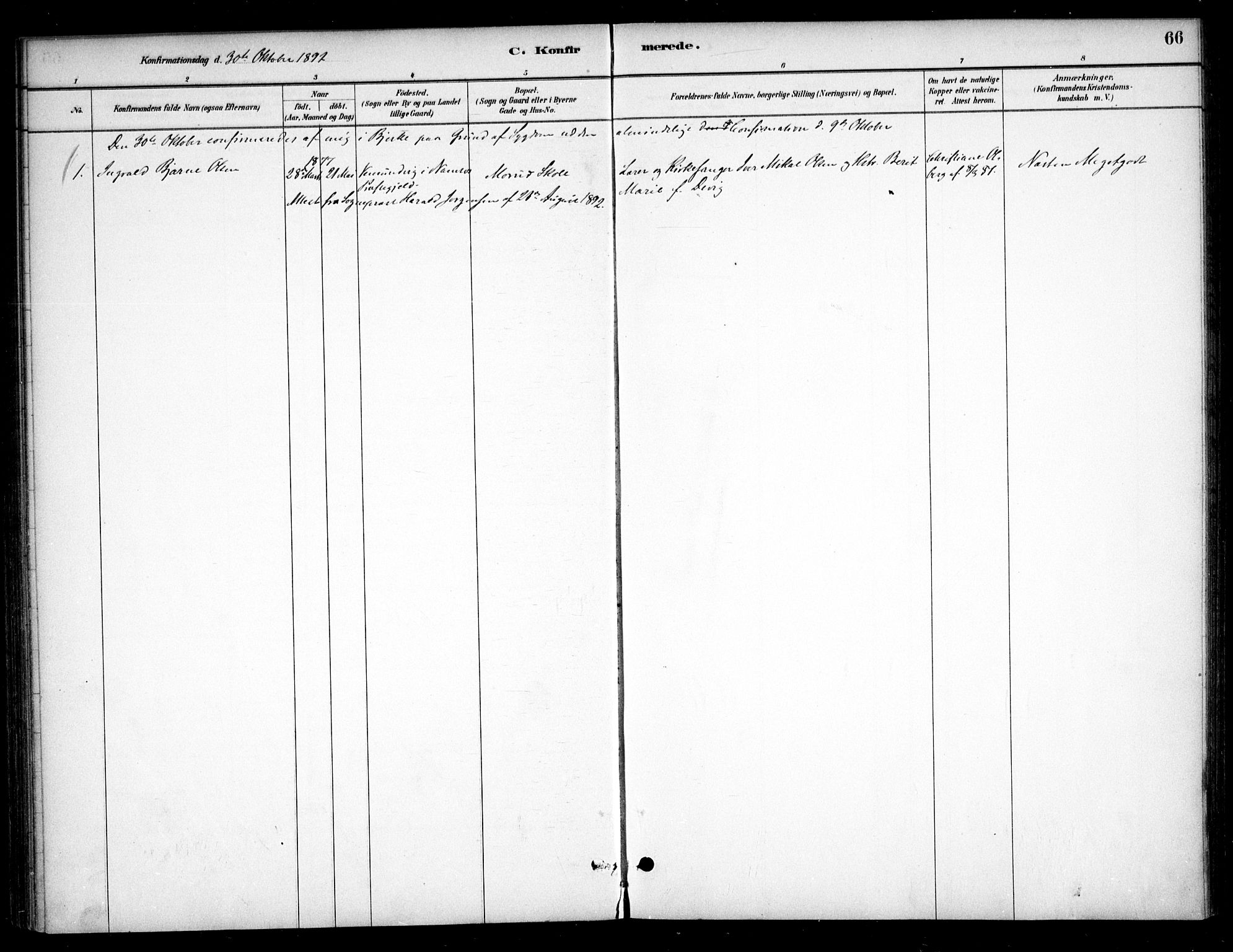 Nannestad prestekontor Kirkebøker, AV/SAO-A-10414a/F/Fc/L0001: Parish register (official) no. III 1, 1881-1892, p. 66