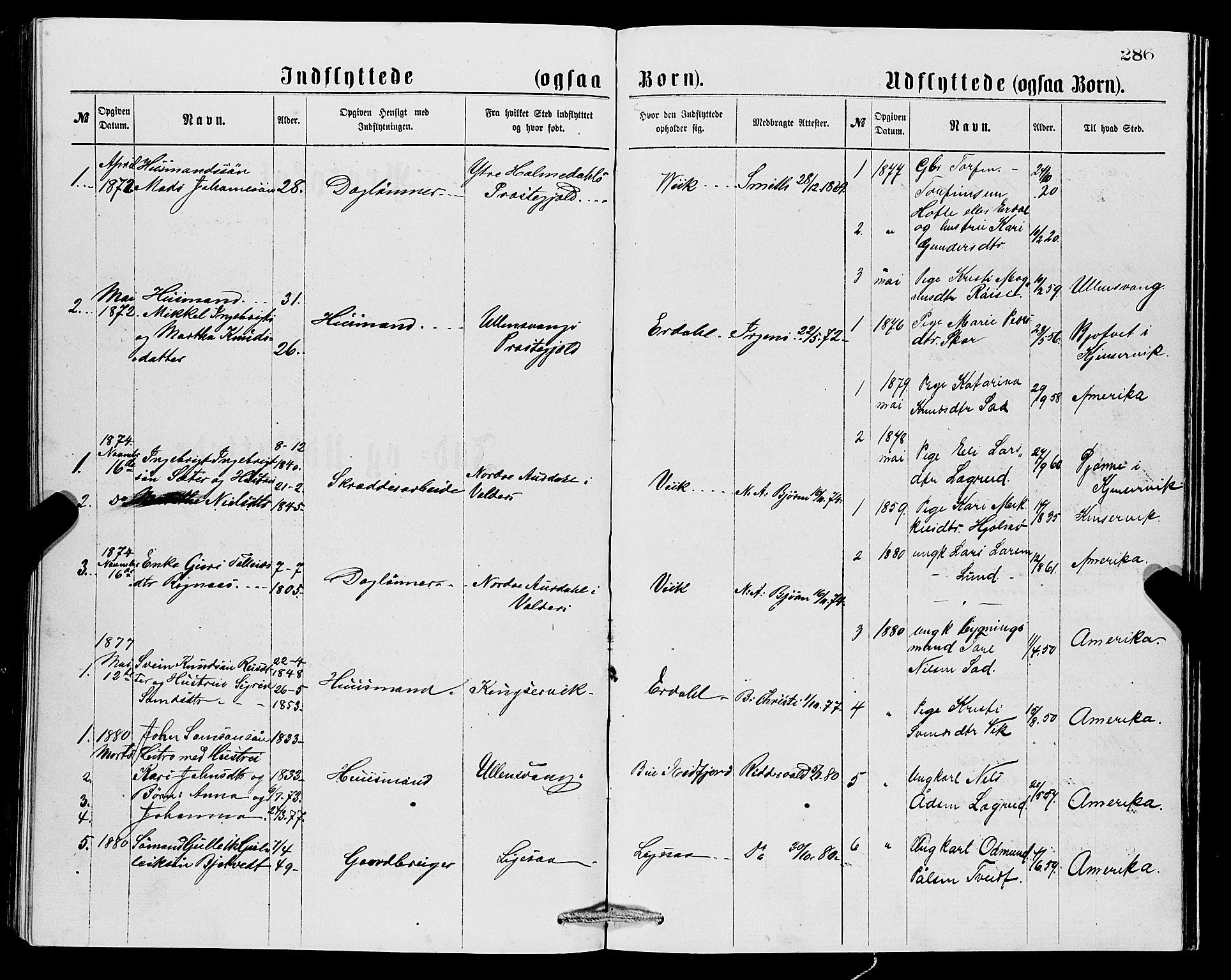 Ullensvang sokneprestembete, SAB/A-78701/H/Hab: Parish register (copy) no. C 2, 1871-1899, p. 286