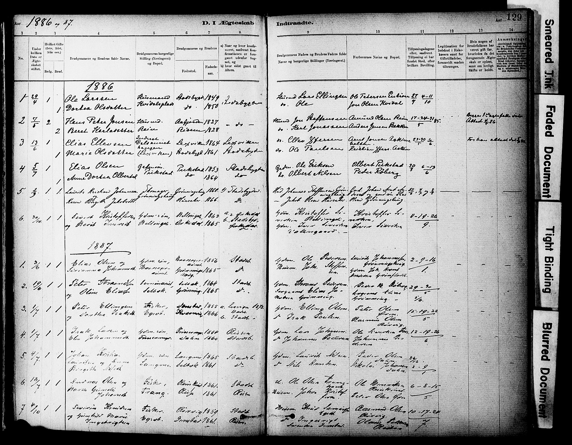 Ministerialprotokoller, klokkerbøker og fødselsregistre - Sør-Trøndelag, SAT/A-1456/646/L0615: Parish register (official) no. 646A13, 1885-1900, p. 129
