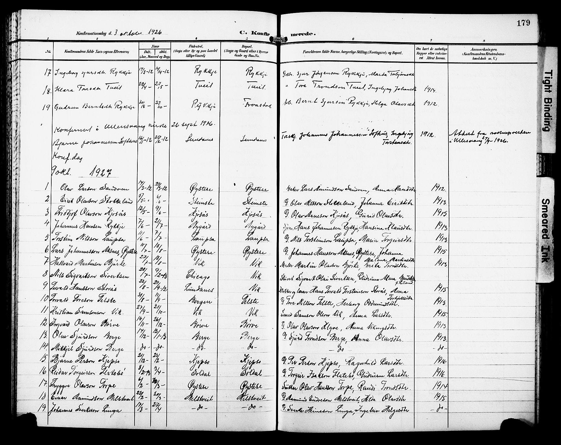 Kvam sokneprestembete, AV/SAB-A-76201/H/Hab: Parish register (copy) no. C 4, 1906-1931, p. 179
