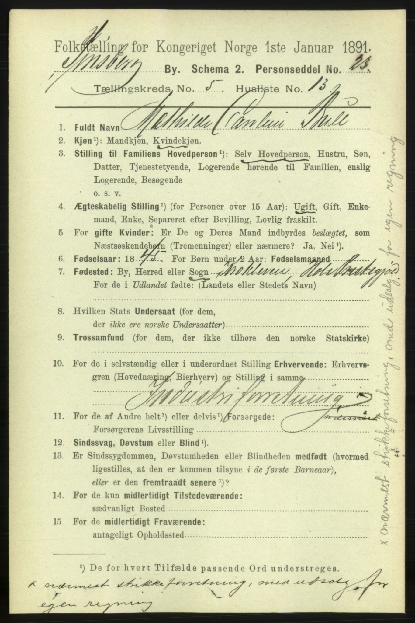 RA, 1891 census for 0705 Tønsberg, 1891, p. 2440