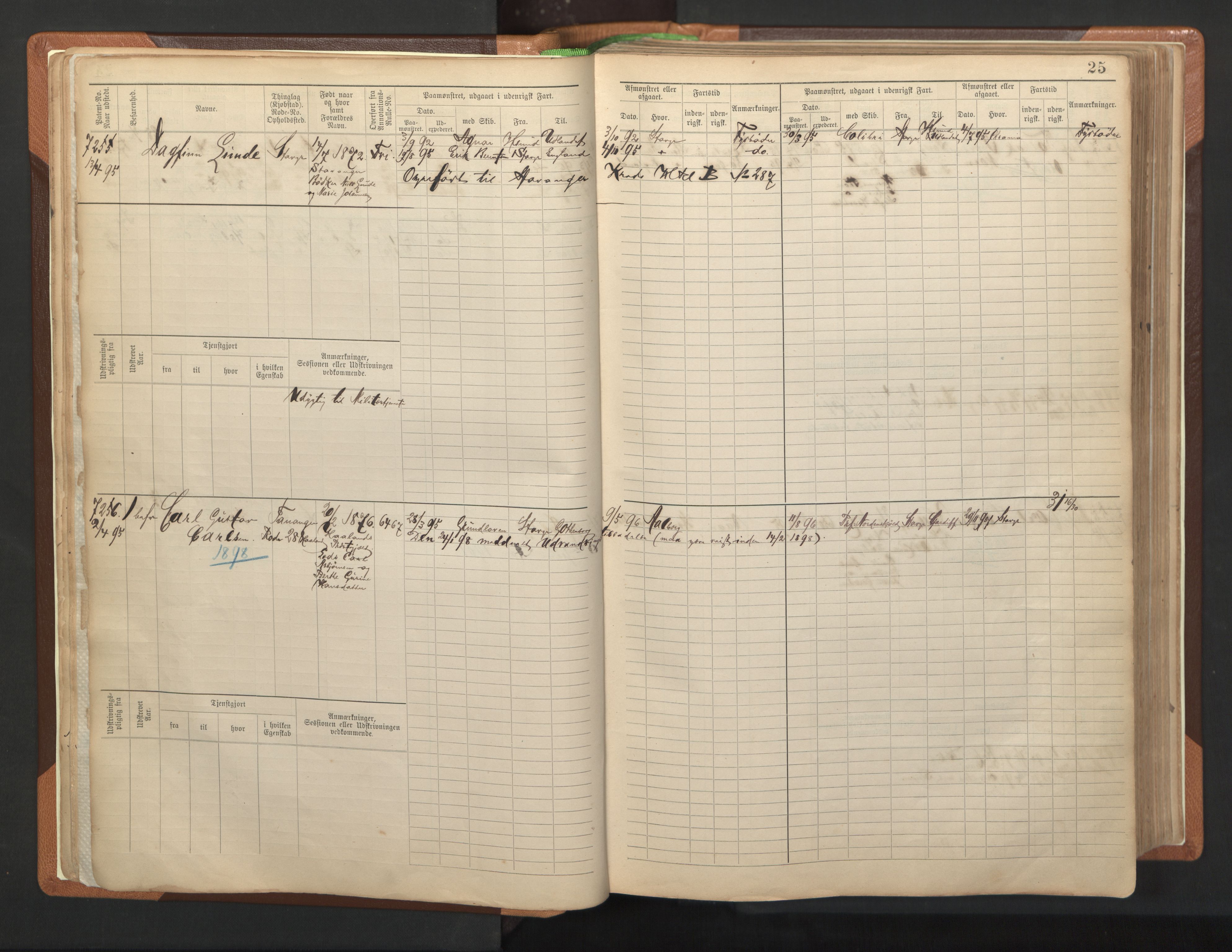 Stavanger sjømannskontor, AV/SAST-A-102006/F/Fb/Fbb/L0012: Sjøfartshovedrulle, patentnr. 7207-8158, 1894-1904, p. 28